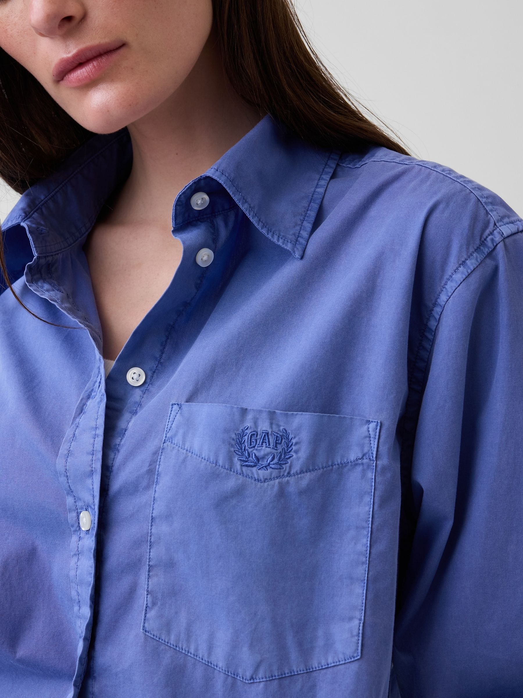 Blue Poplin Big Shirt - Image 4 of 4 Blue Poplin Big Shirt - Image 4 of 4