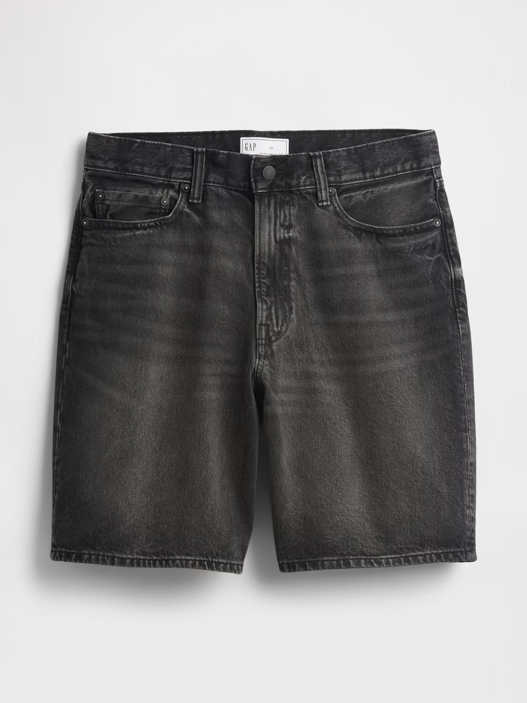 Black 10.5 inch Baggy Denim Shorts - Image 5 of 5