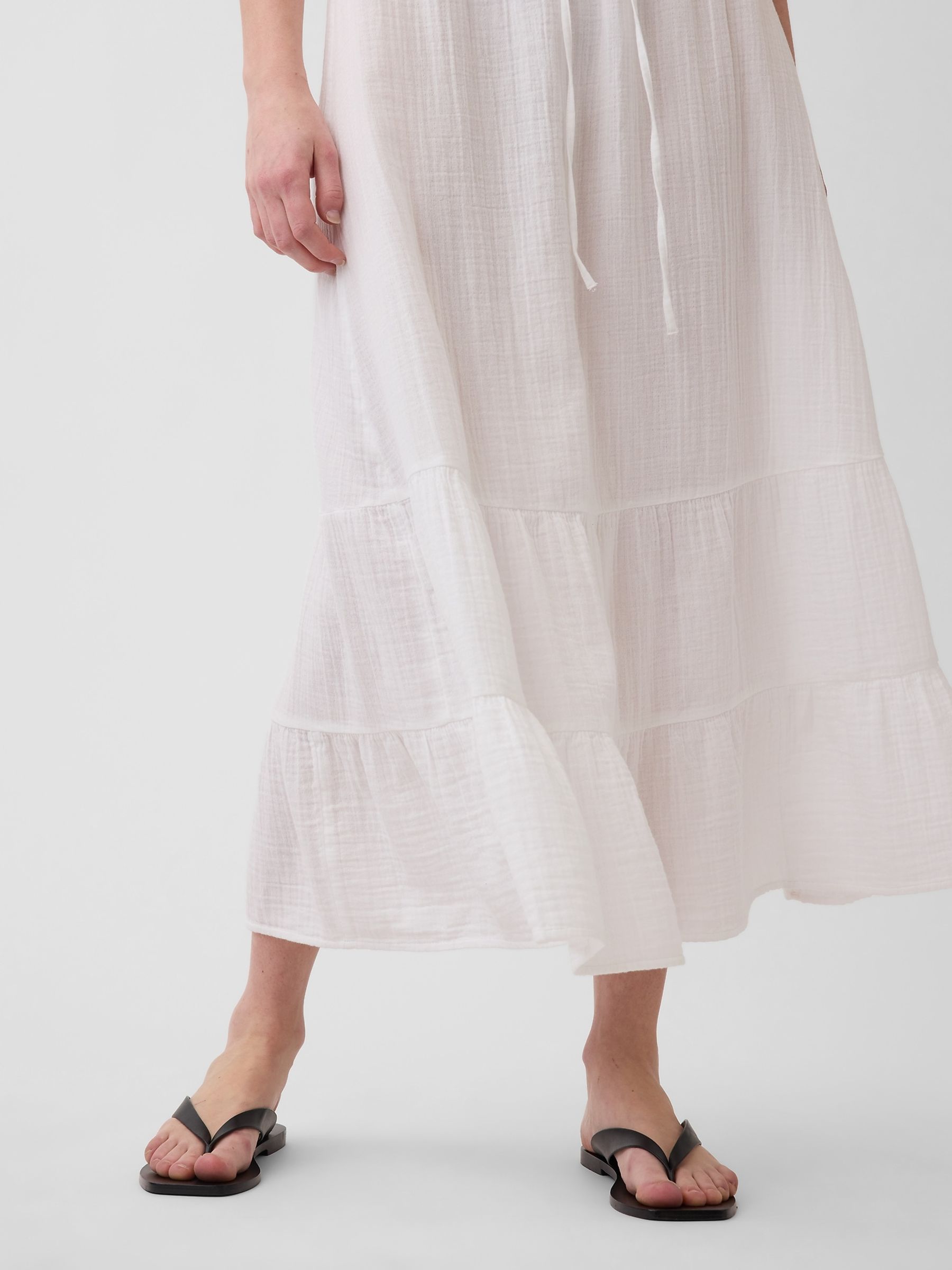 White Cotton Gauze Easy Tiered Maxi Skirt - Image 4 of 4 White Cotton Gauze Easy Tiered Maxi Skirt - Image 4 of 4