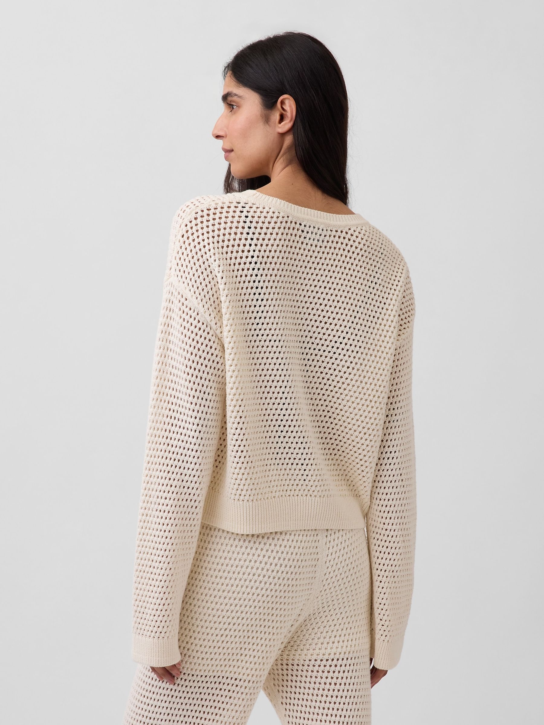 White Crochet Relaxed Jumper - Image 2 of 4