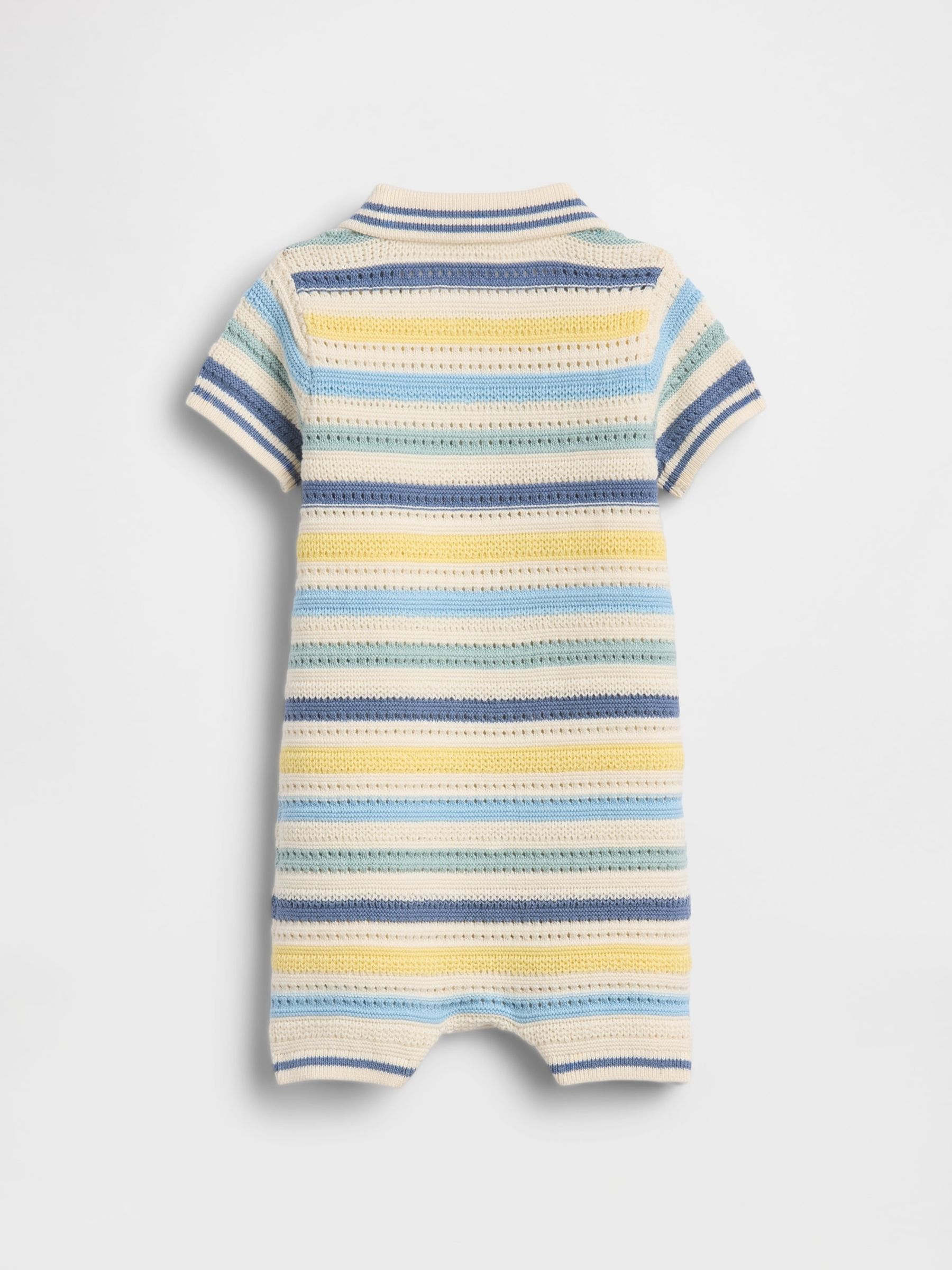 Blue/Yellow Stripe Polo Jumper Short One-Piece - Image 2 of 3