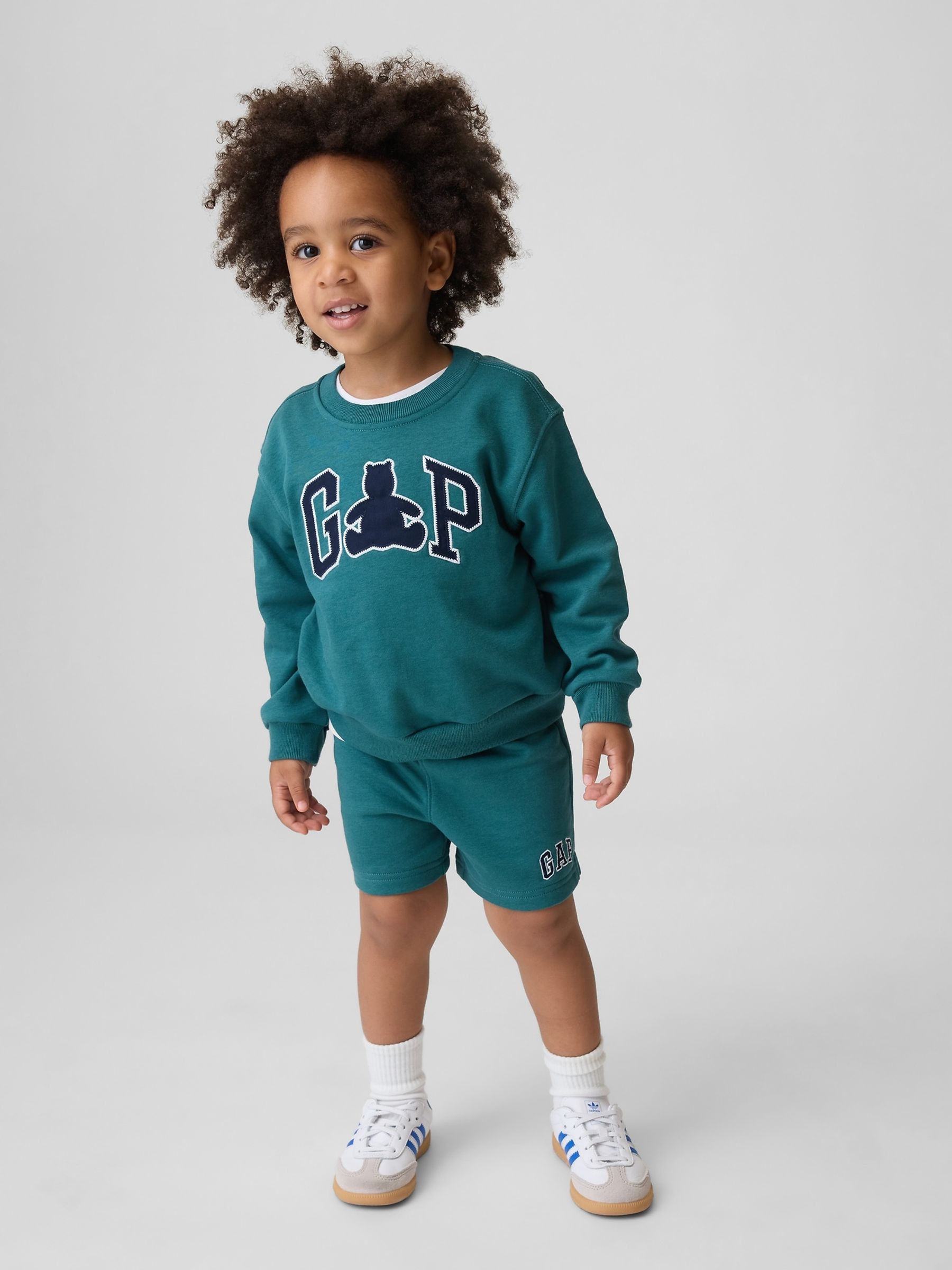 Teal Blue VintageSoft French Terry Bear Logo Sweat Set - Image 1 of 3
