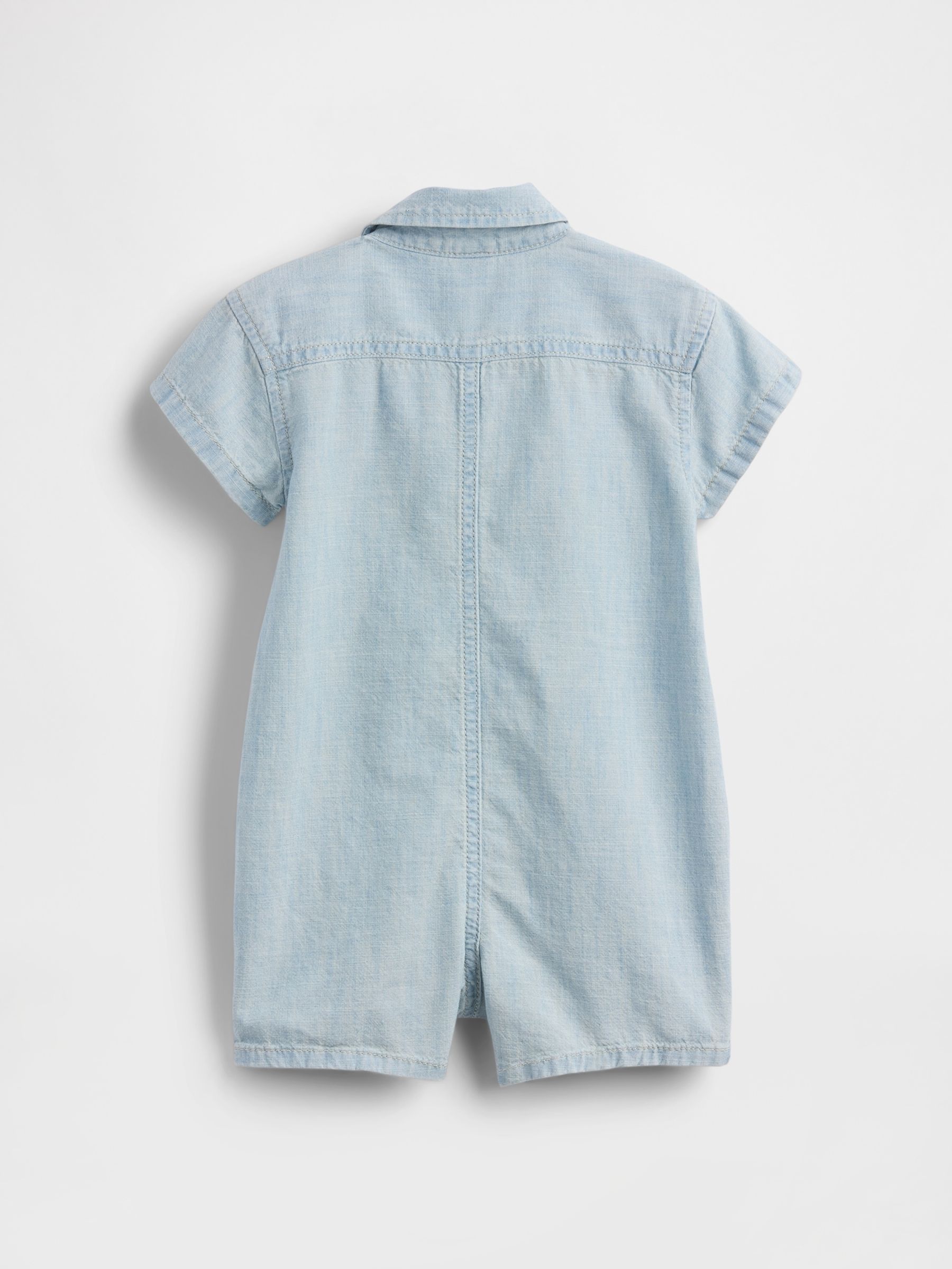 Light Wash Denim Pocket Short One-Piece - Image 2 of 3