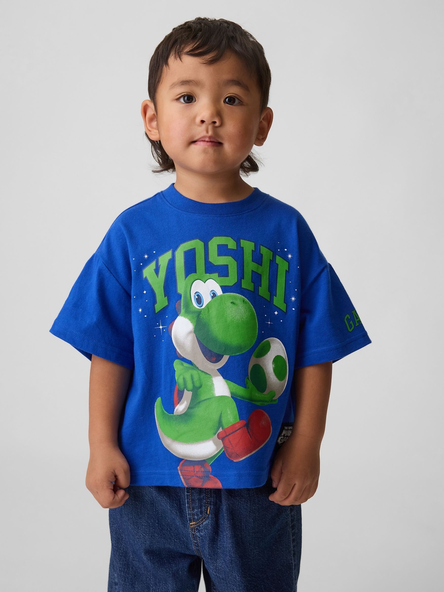 Blue Yoshi Super Mario Oversized Graphic T-Shirt - Image 1 of 3