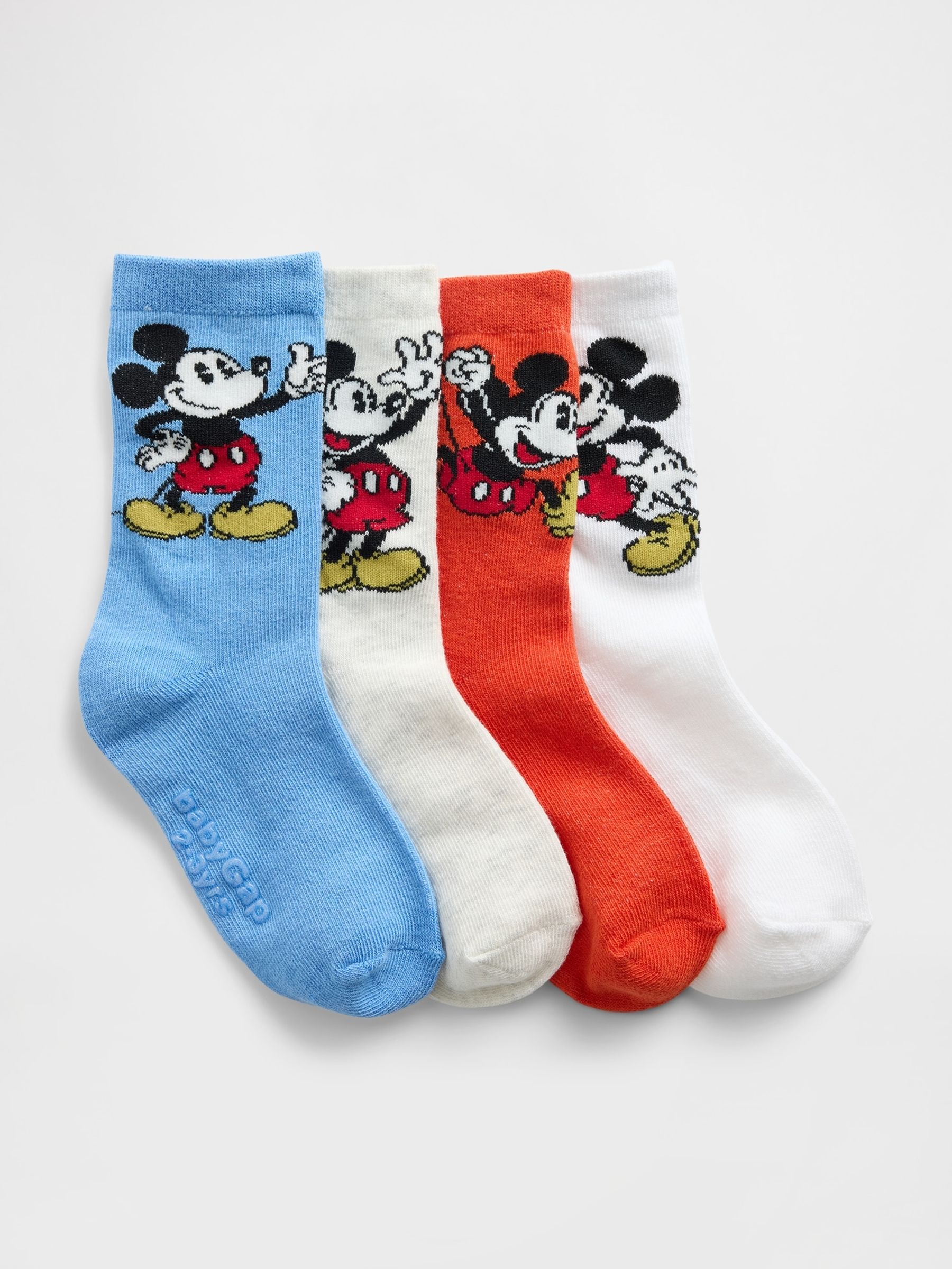 Multi Disney Mickey Mouse Crew Socks 4 Pack - Image 1 of 3