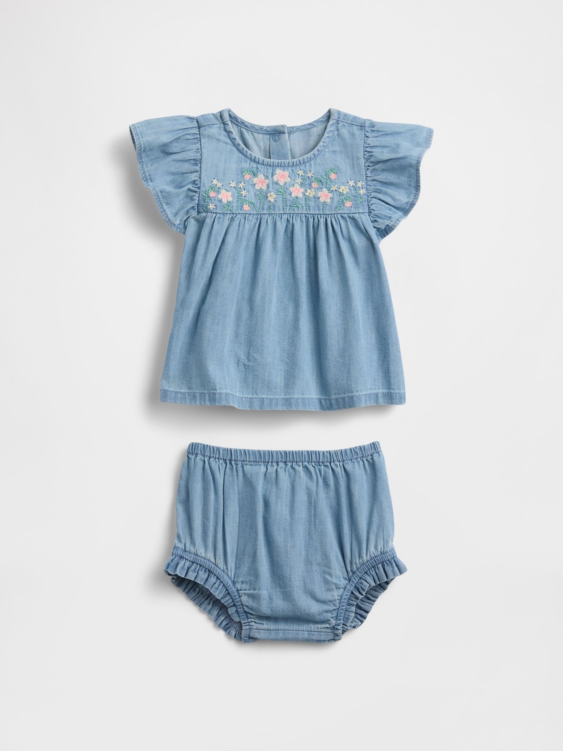 Medium wash Denim Embroidered Outfit Set - Image 1 of 3