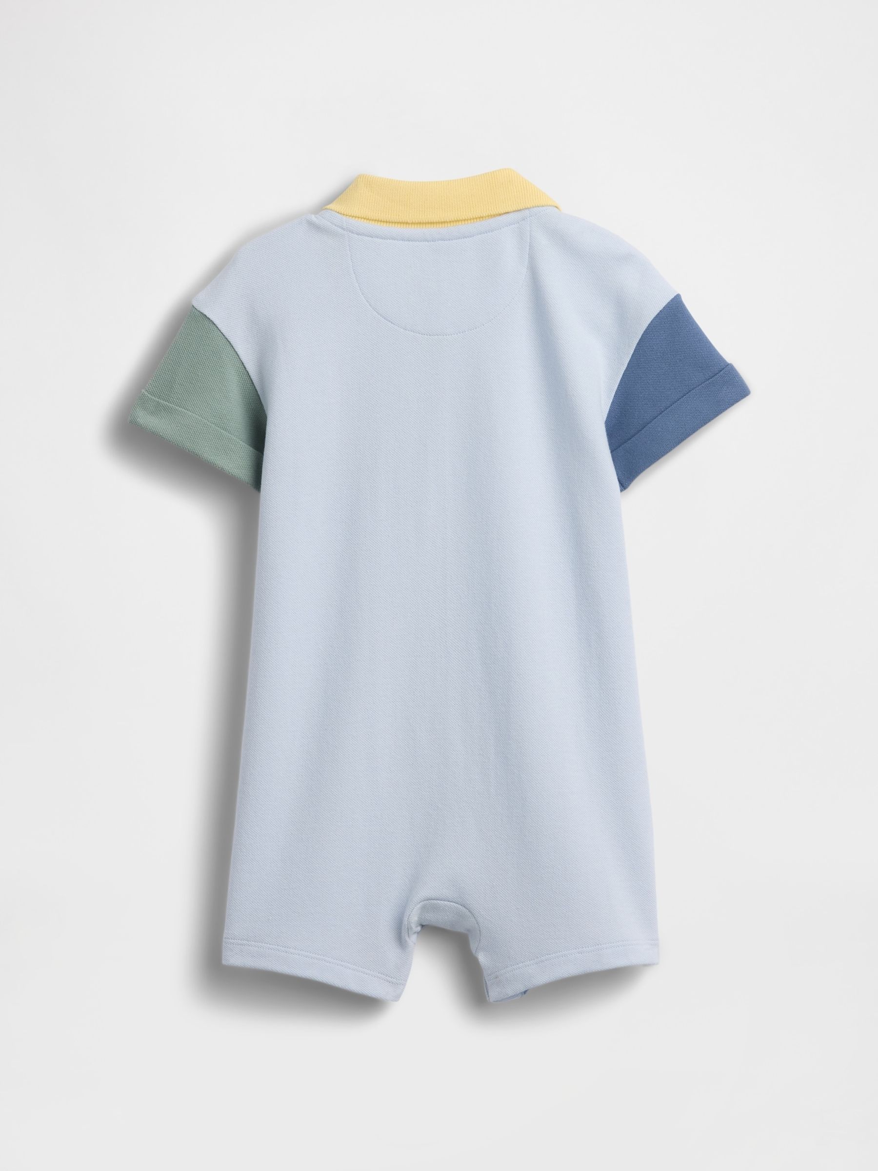 Blue Colourblock Pique Polo Short One-Piece - Image 2 of 3