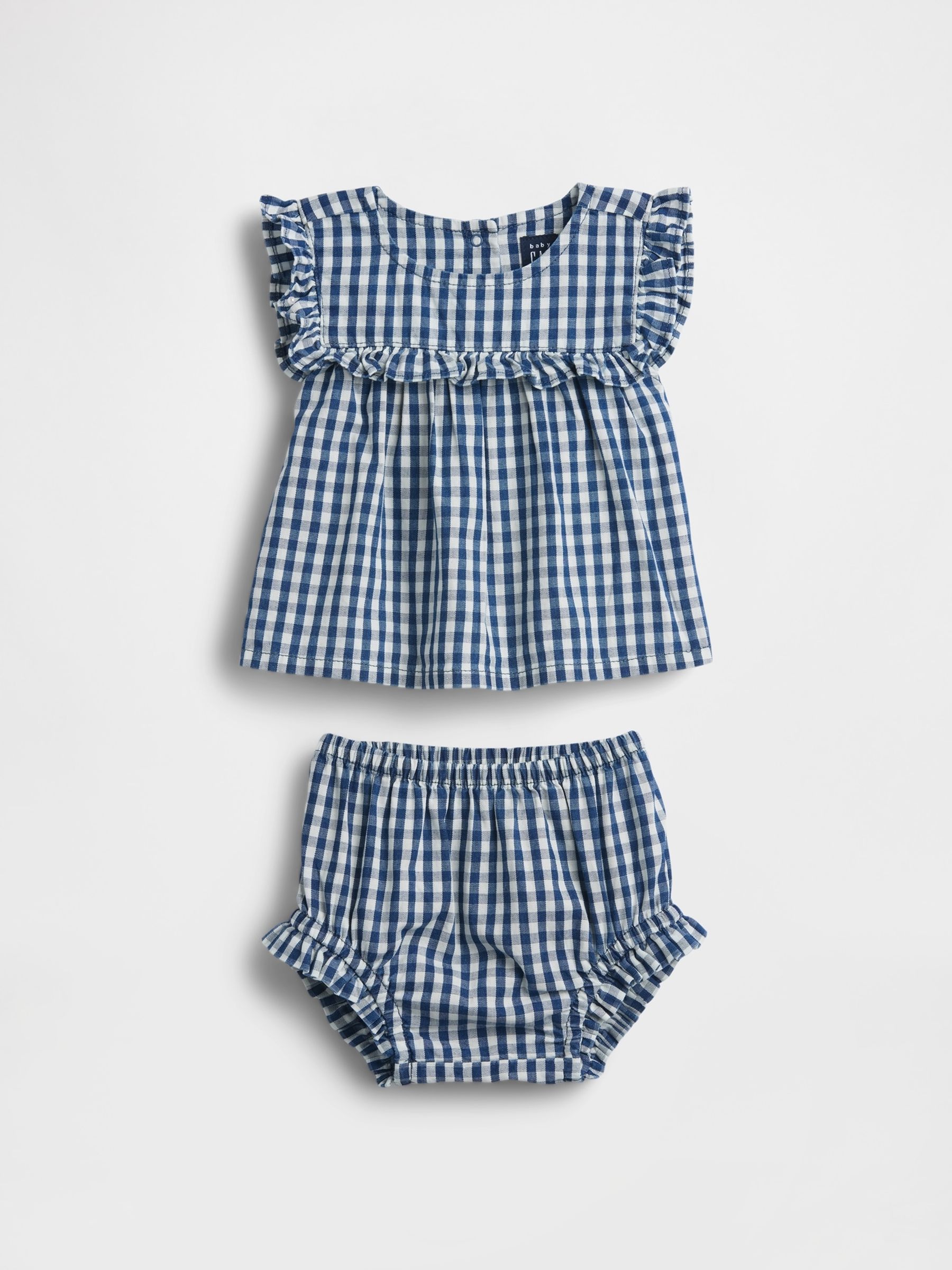 Blue Gingham Denim Ruffle Outfit Set - Image 1 of 1