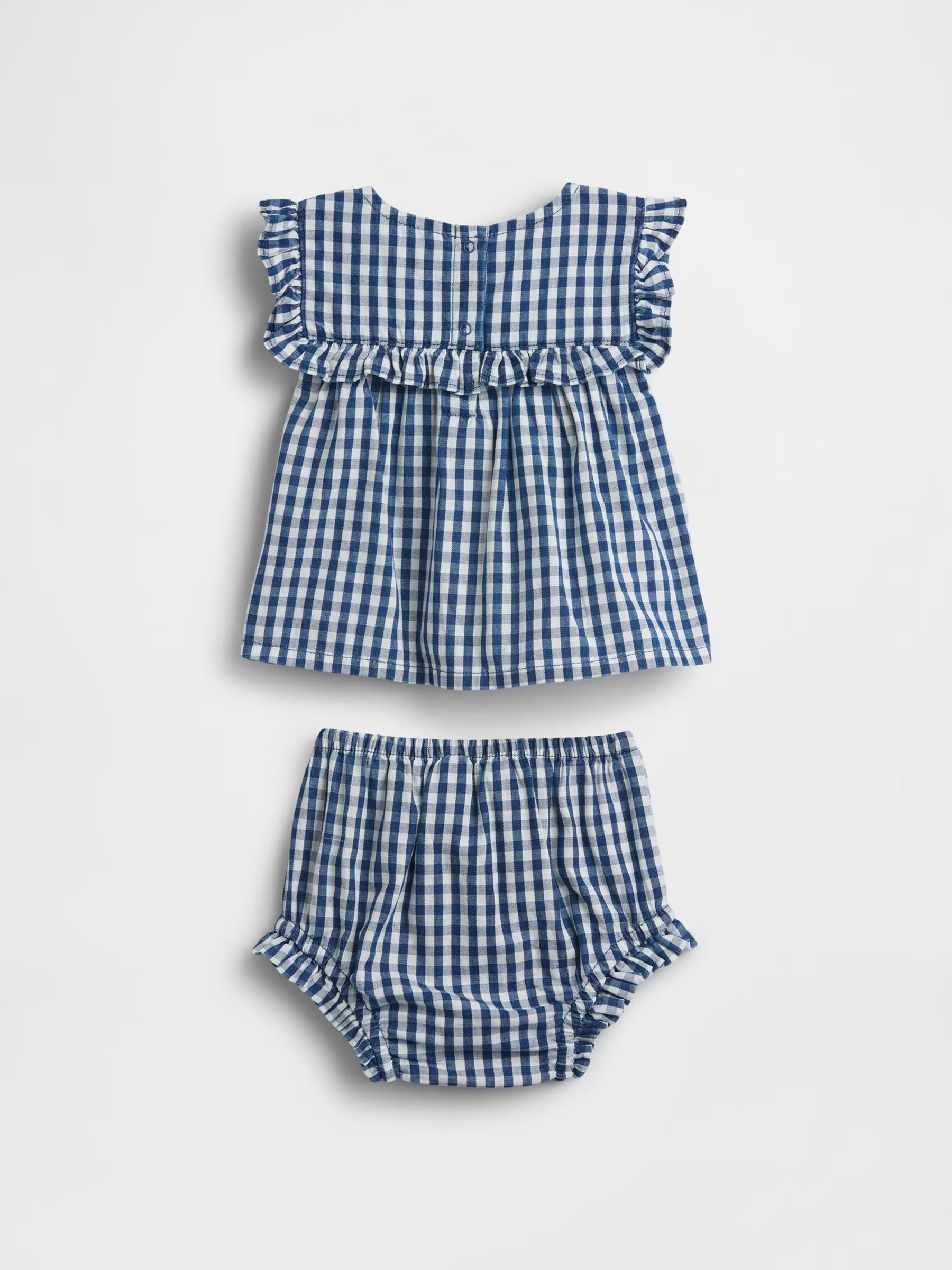 Blue Gingham Denim Ruffle Outfit Set - Image 2 of 2