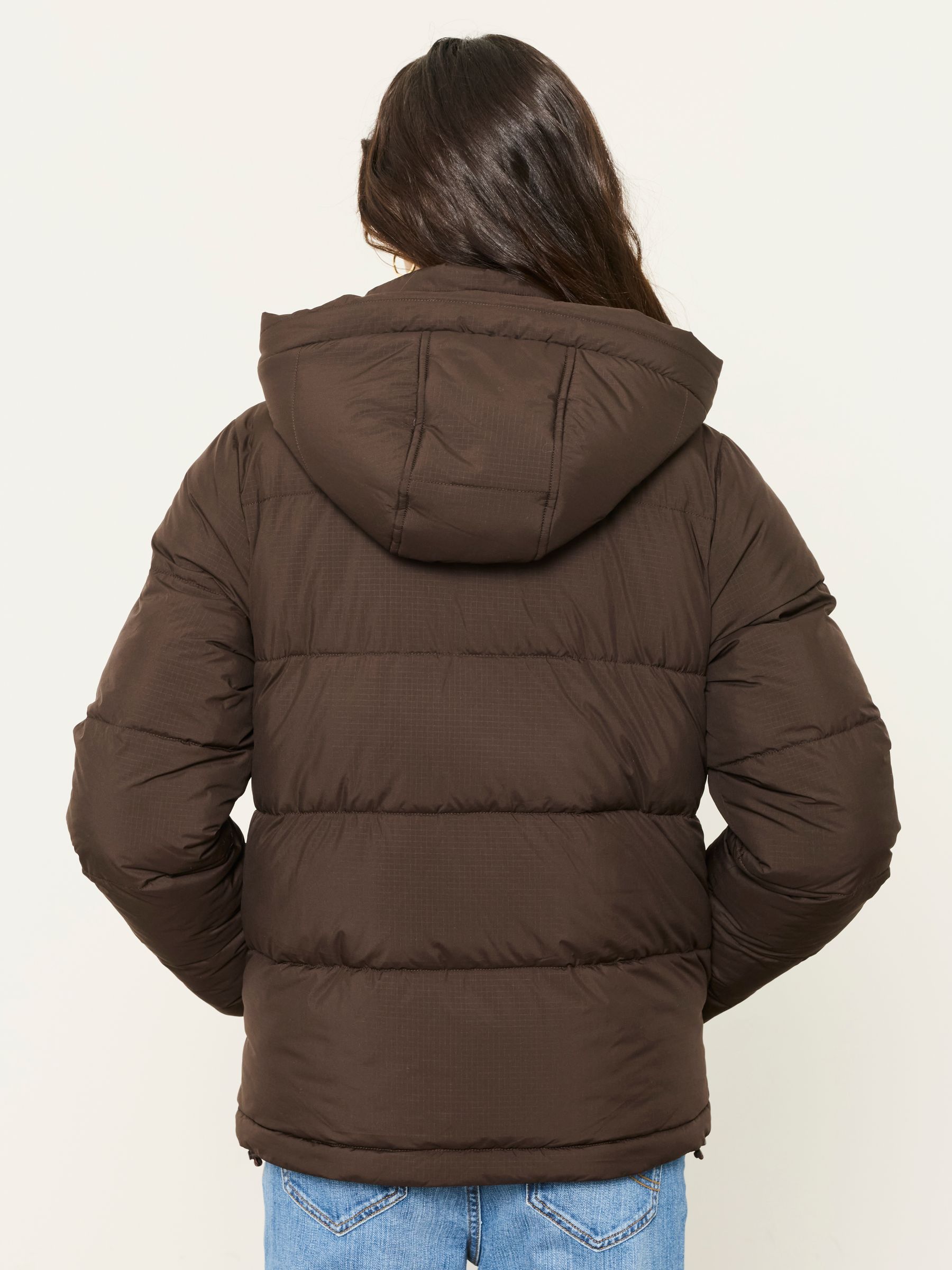 Carly Chocolate Brown Short Puffer Jacket - Image 2 of 6