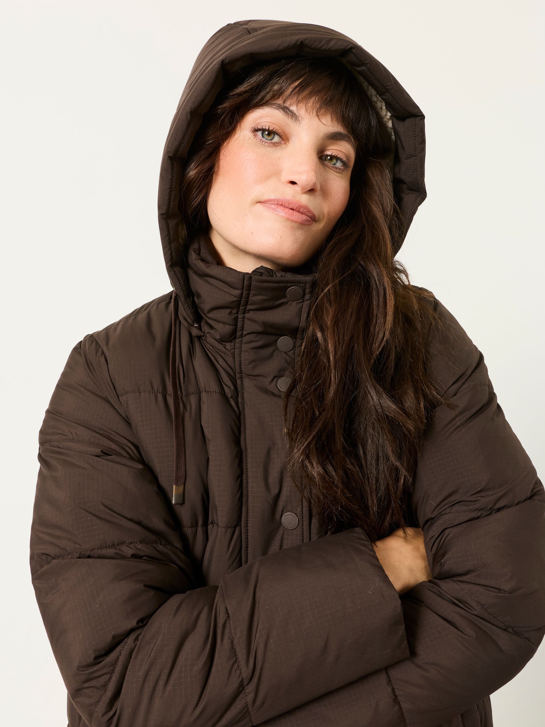 Carly Chocolate Brown Petite Short Puffer Jacket - Image 3 of 6