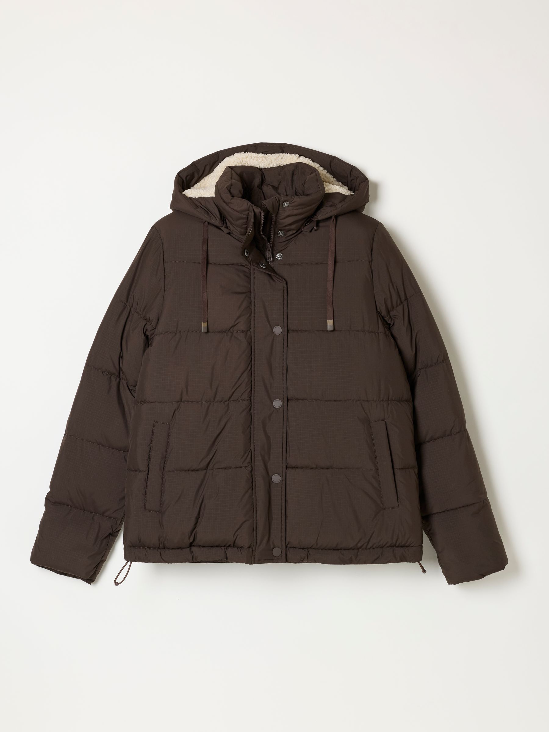 Carly Chocolate Brown Petite Short Puffer Jacket - Image 6 of 6