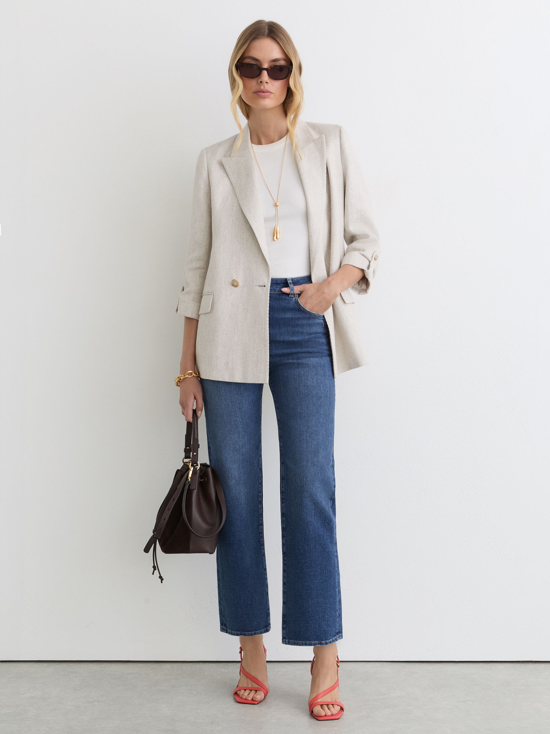 Straight-Leg Cropped Jeans in Mid Blue - image 4