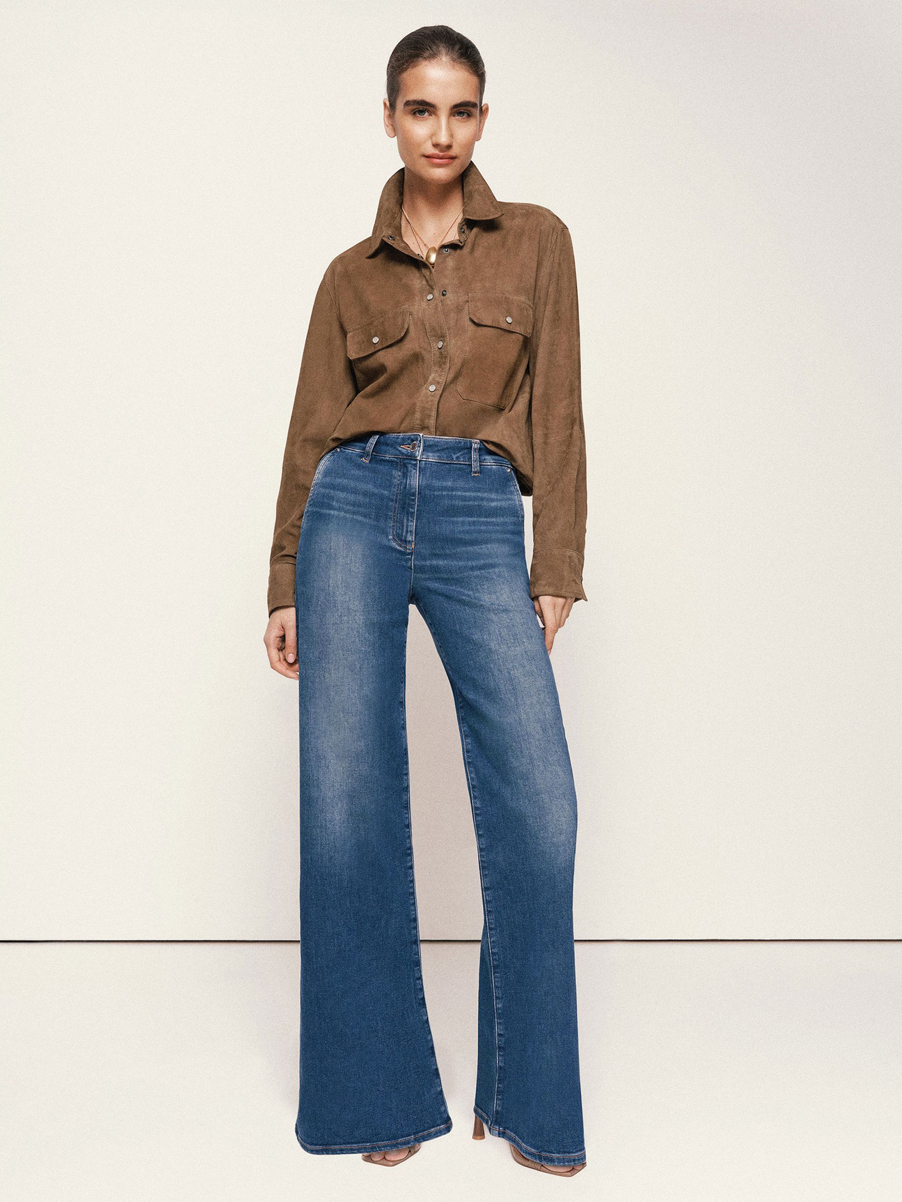 Wide-Leg Jeans in Mid Blue - Image 1 of 11