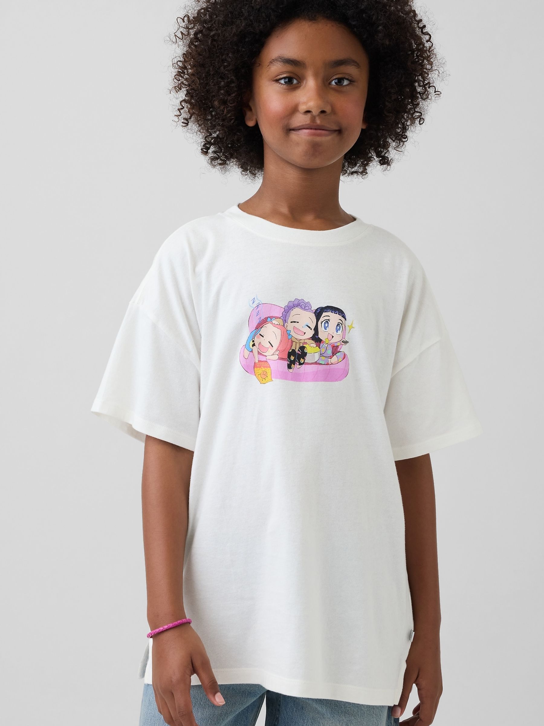 White K-Pop Demon Hunters Graphic Oversized T-Shirt - Image 1 of 4