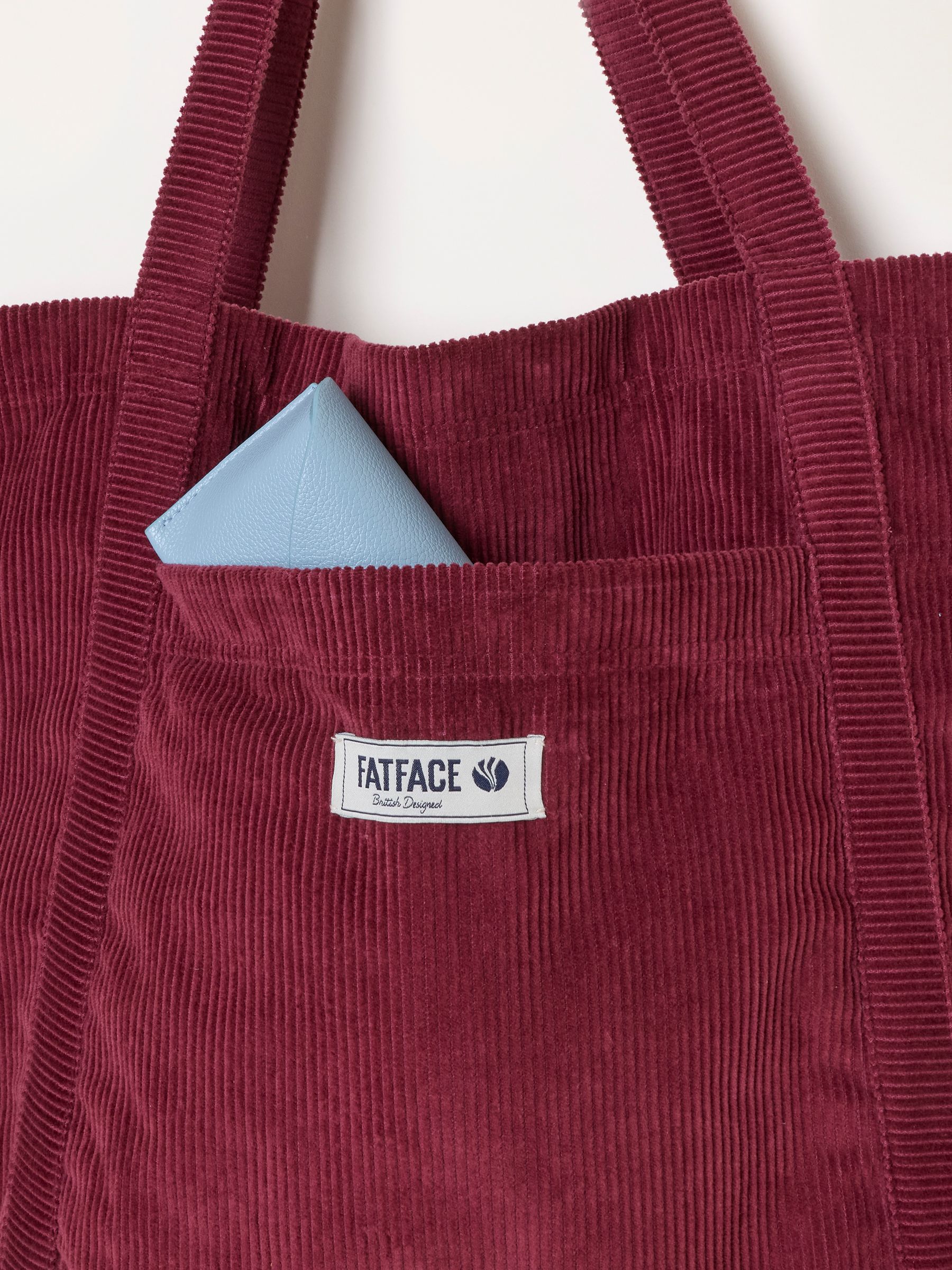 Burgundy Red Astrid Cord Tote Bag - Image 2 of 3 Burgundy Red Astrid Cord Tote Bag - Image 2 of 3