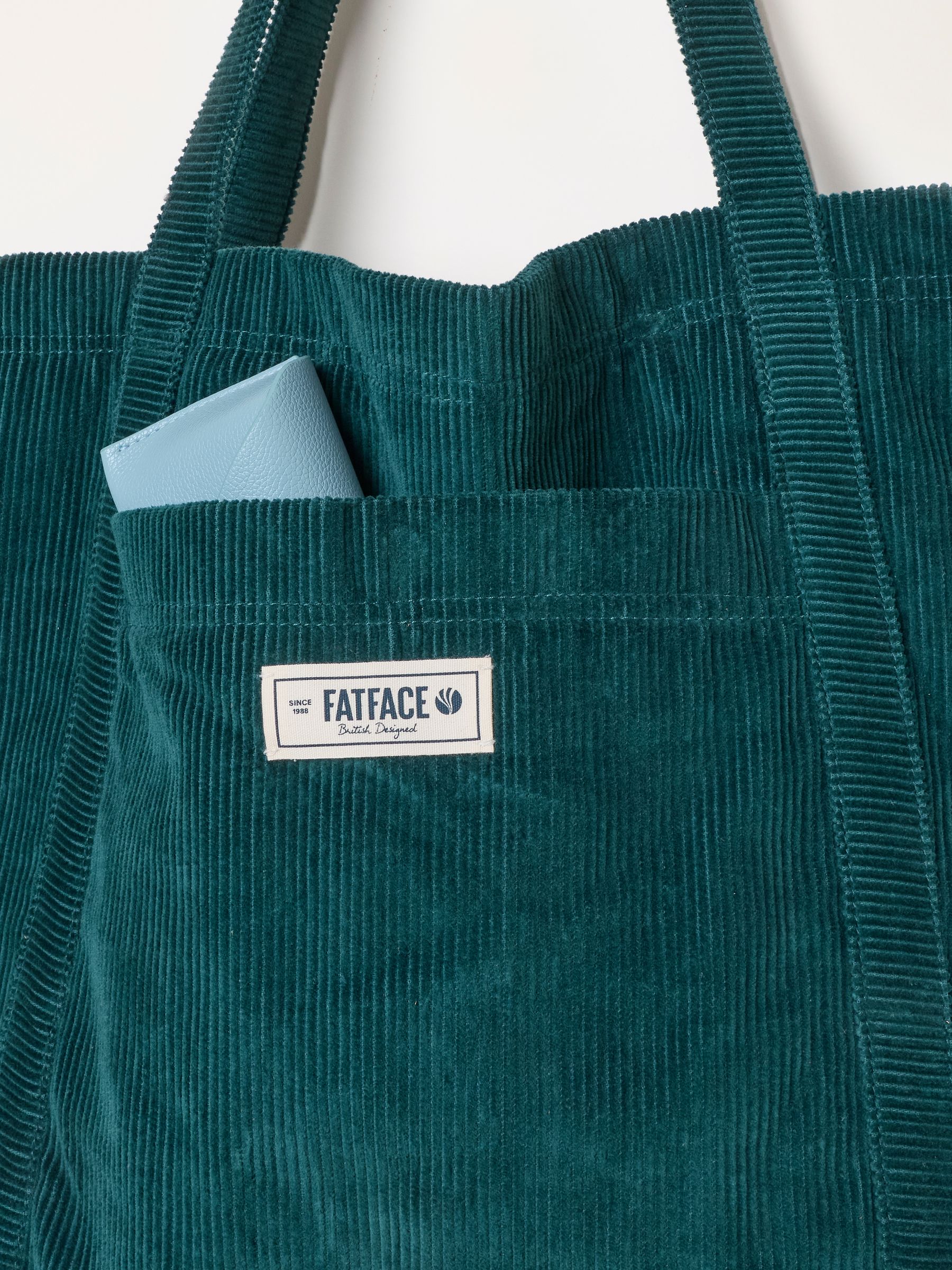 Teal Blue Astrid Cord Tote Bag - Image 2 of 3 Teal Blue Astrid Cord Tote Bag - Image 2 of 3