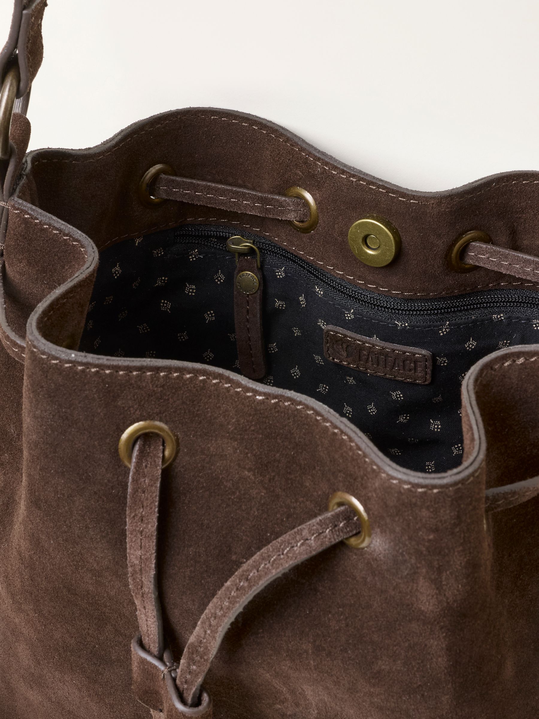 Amelia Chocolate Brown Suede Bucket Bag - Image 2 of 3