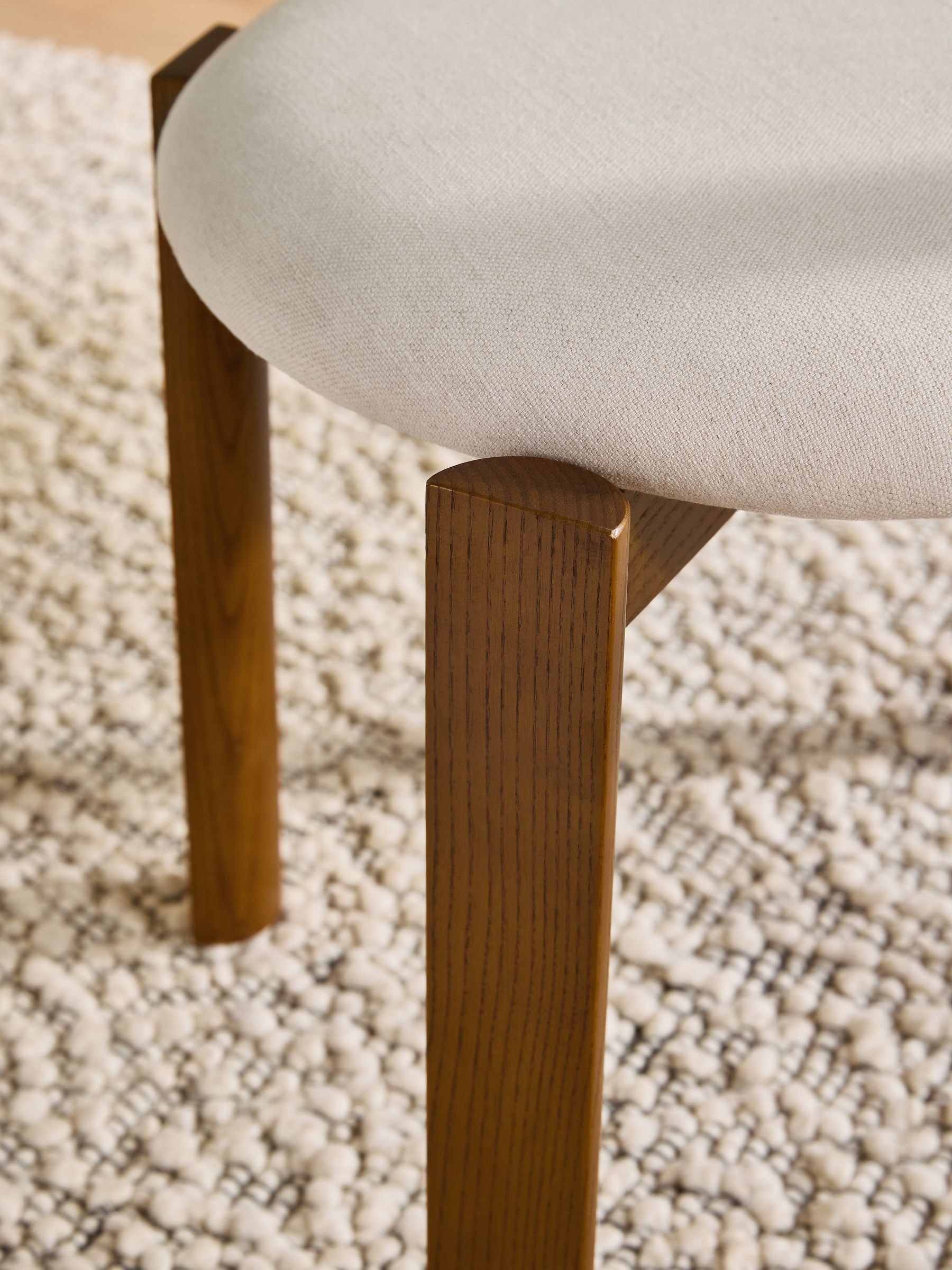Set of 2 Plinth Dining Chairs in Woven Slub Natural Stone - Image 3 of 5