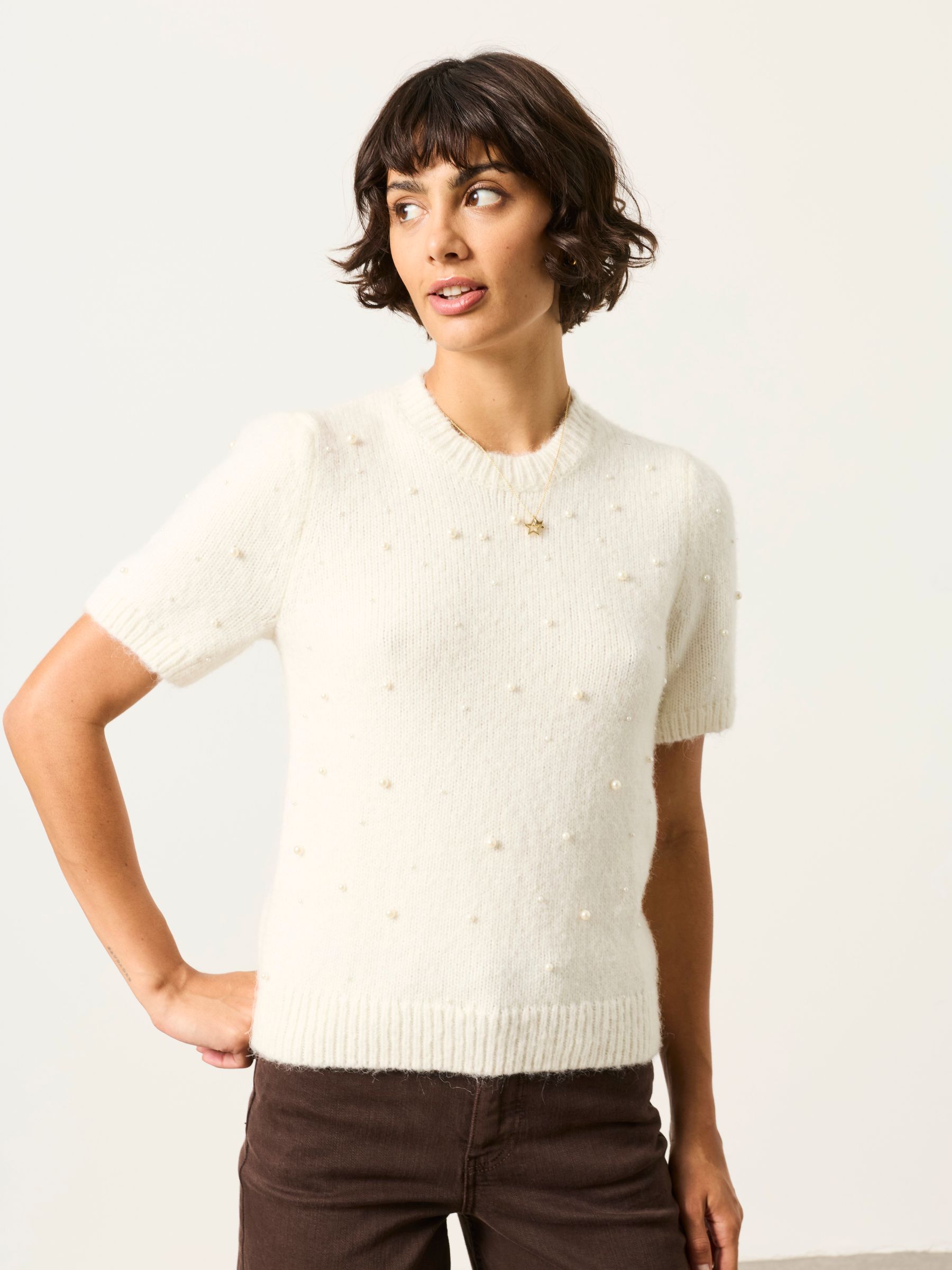 Piper Ivory Knitted Embellished Top - Image 1 of 6