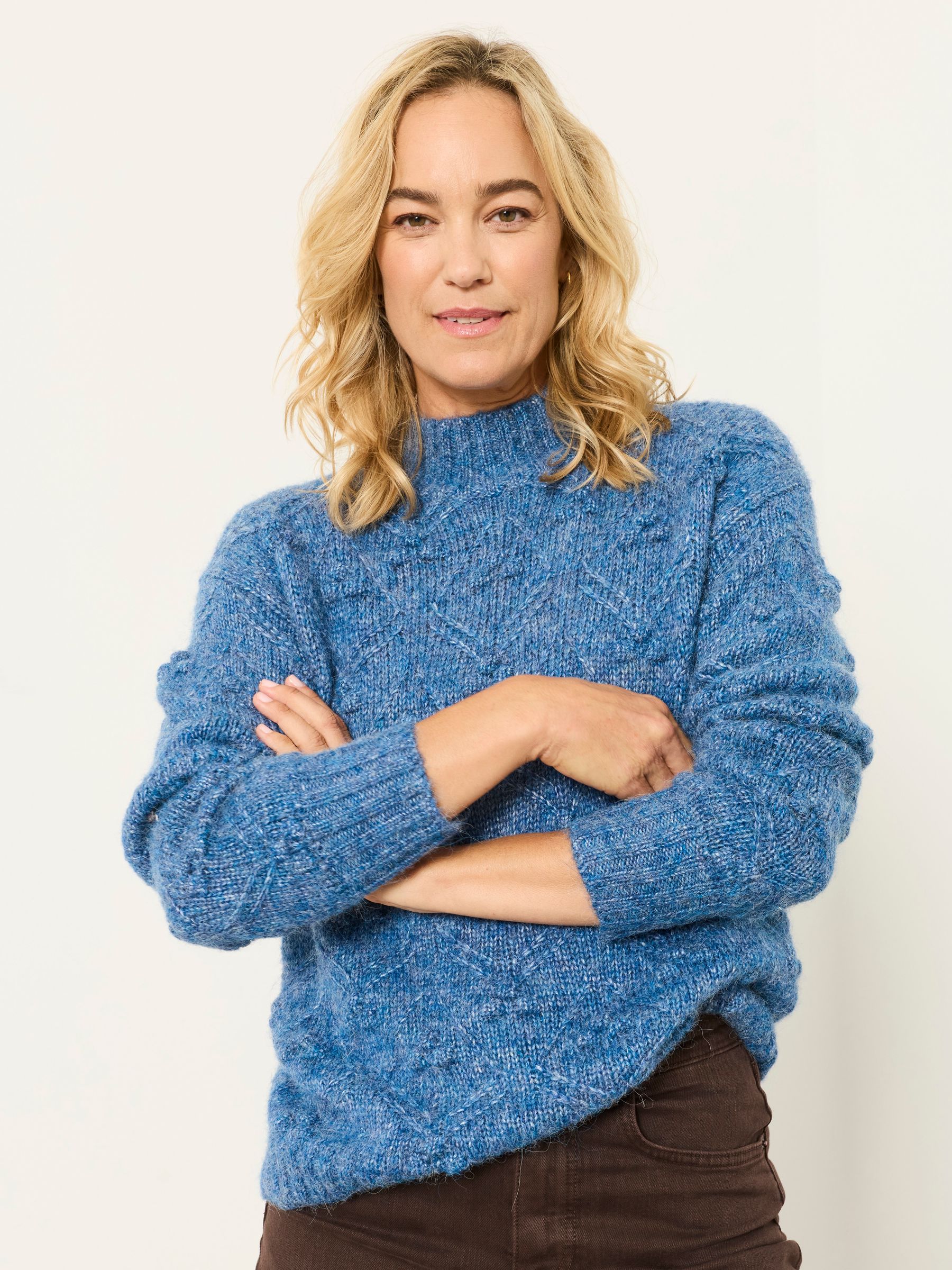 Light Blue Knitted Bobble Texture Jumper - Image 1 of 5 Light Blue Knitted Bobble Texture Jumper - Image 1 of 5