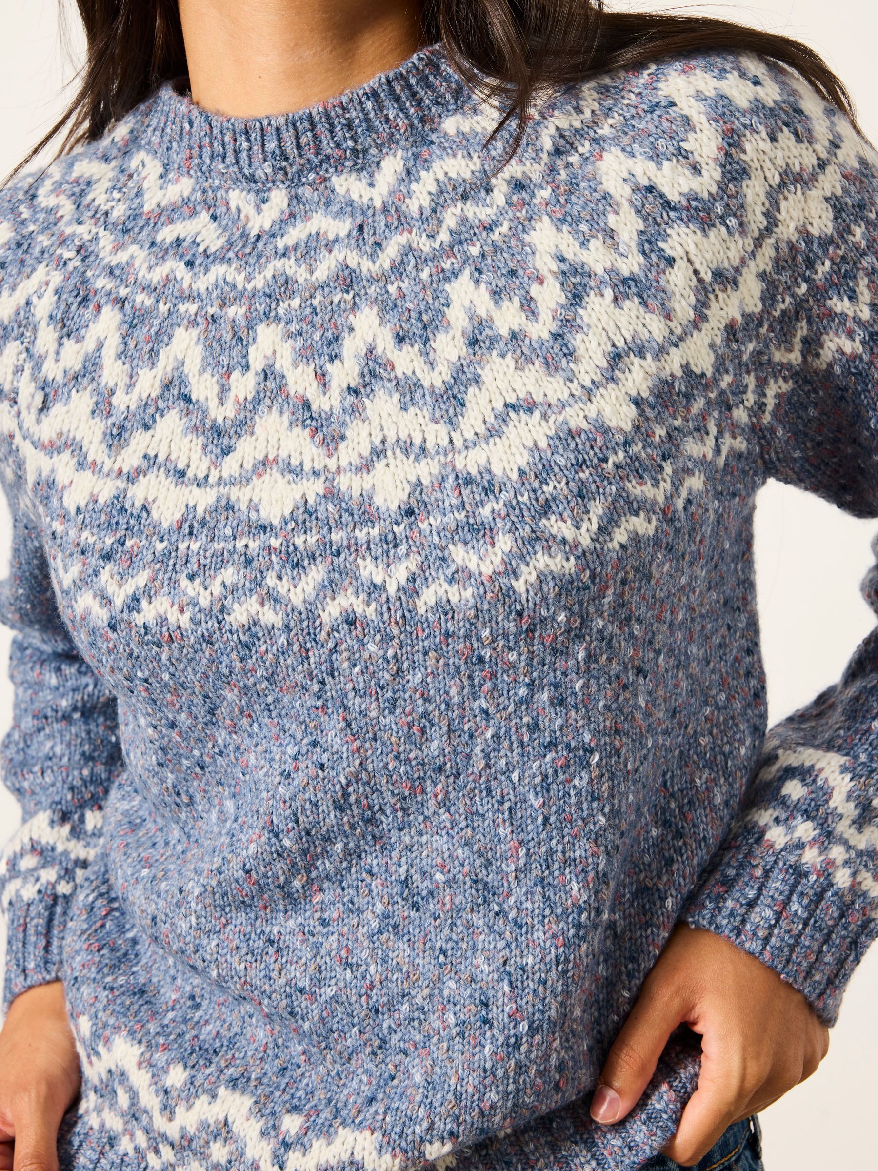 Mabel Blue Fairisle Knitted Crew Jumper - Image 3 of 6