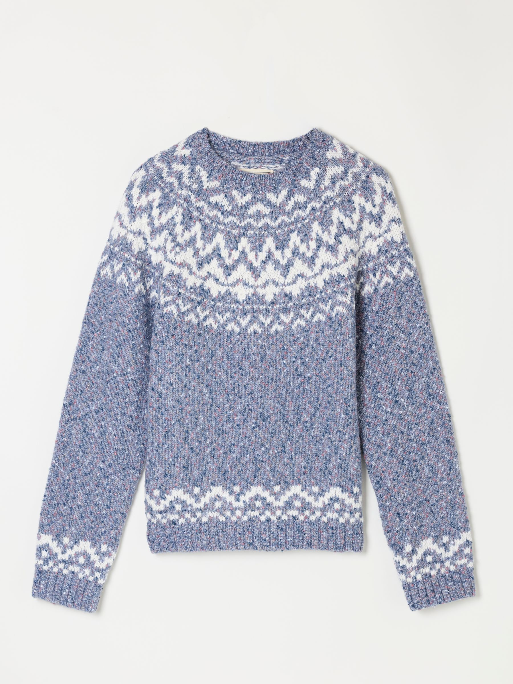 Mabel Blue Fairisle Knitted Crew Jumper - Image 6 of 6