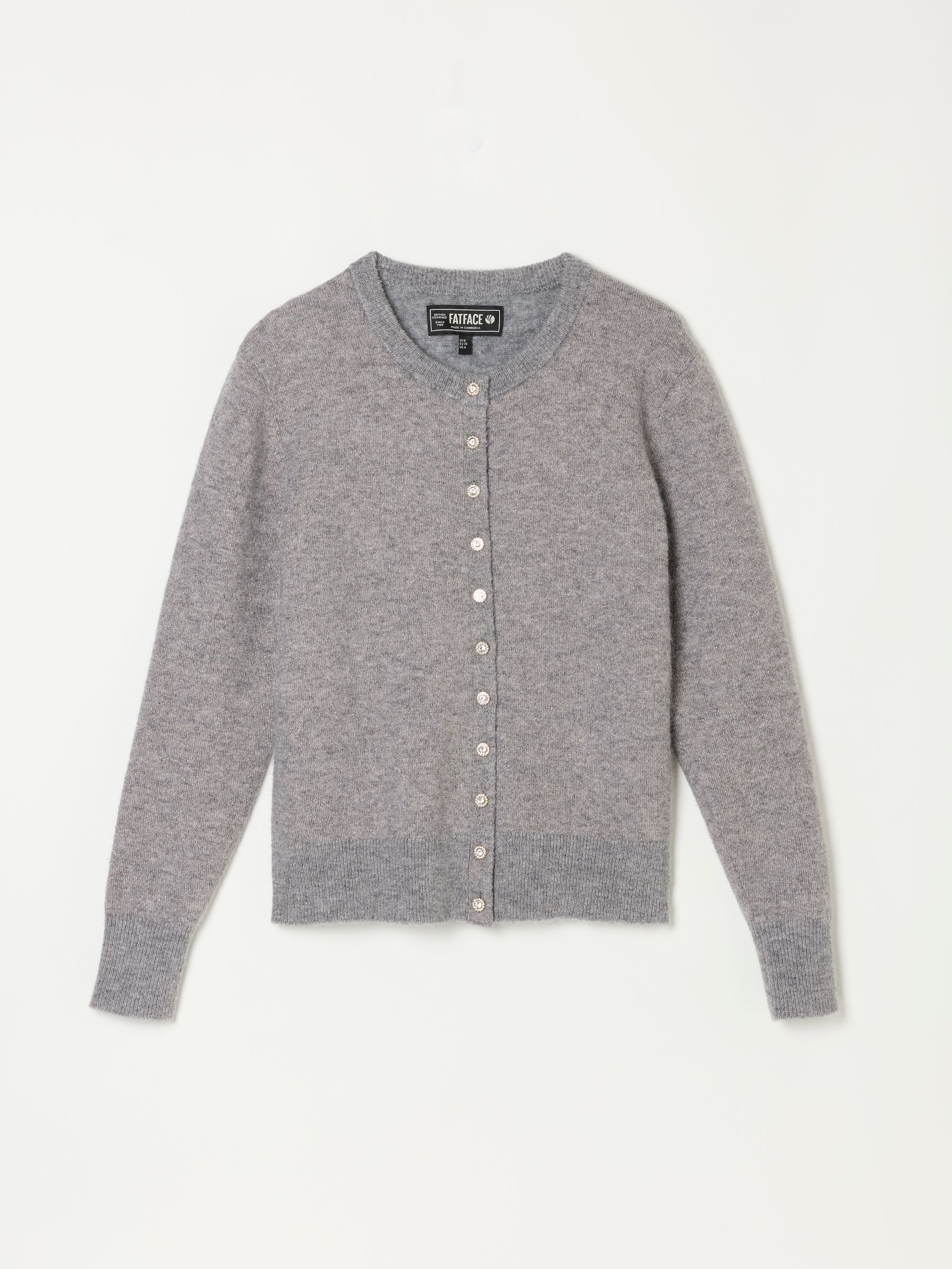 Halle Grey Sparkle Crew Neck Christmas Cardigan - Image 5 of 5 Halle Grey Sparkle Crew Neck Christmas Cardigan - Image 5 of 5