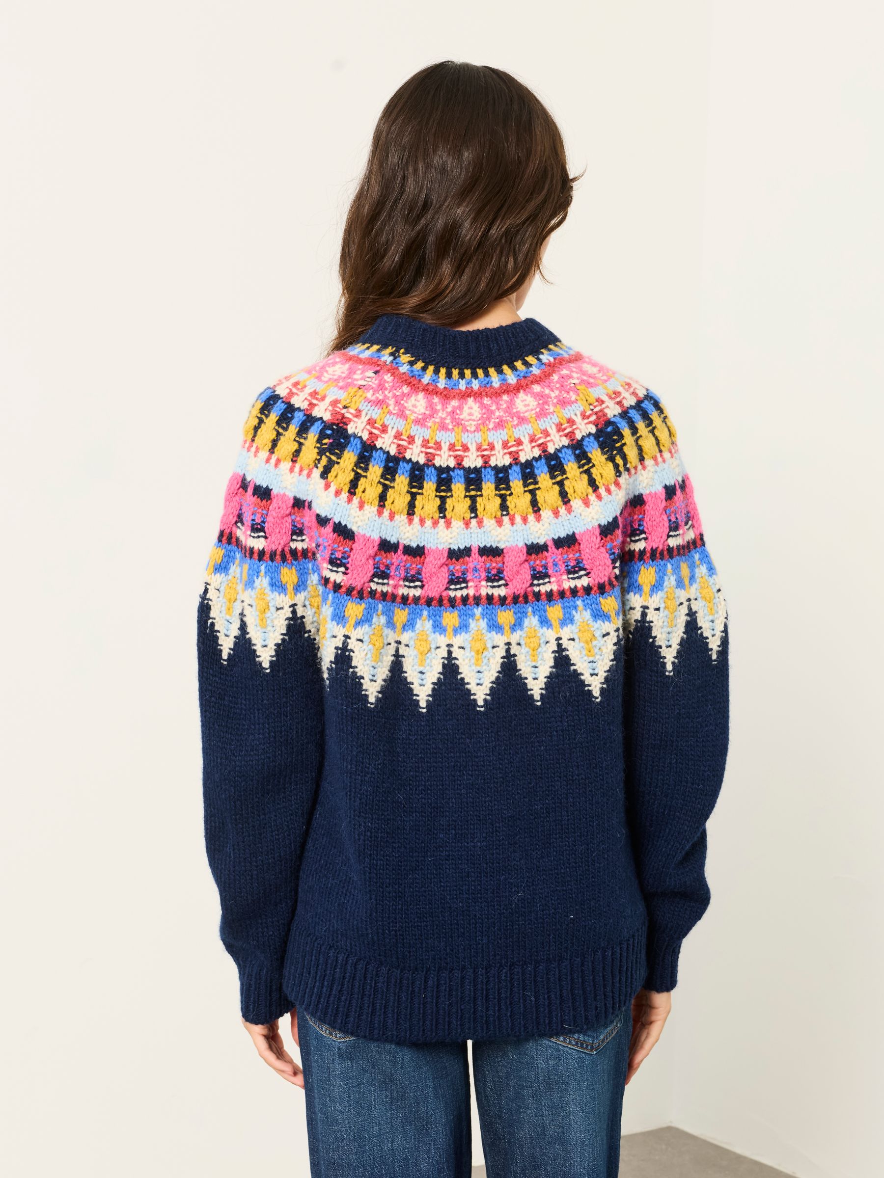 Navy Knitted Fantasy Fairisle Crew Jumper - Image 2 of 6 Navy Knitted Fantasy Fairisle Crew Jumper - Image 2 of 6