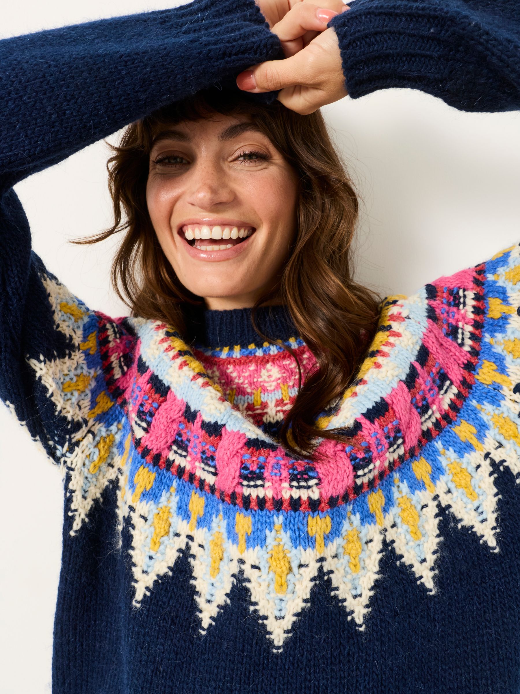 Navy Knitted Fantasy Fairisle Crew Jumper - Image 5 of 6