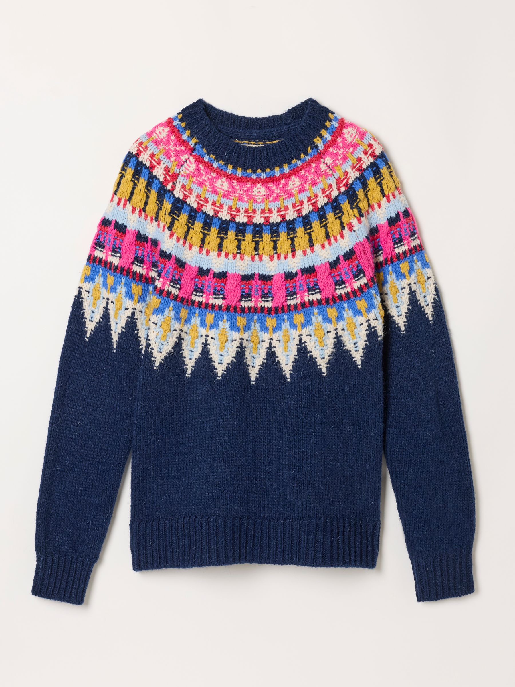 Navy Knitted Fantasy Fairisle Crew Jumper - Image 6 of 6 Navy Knitted Fantasy Fairisle Crew Jumper - Image 6 of 6