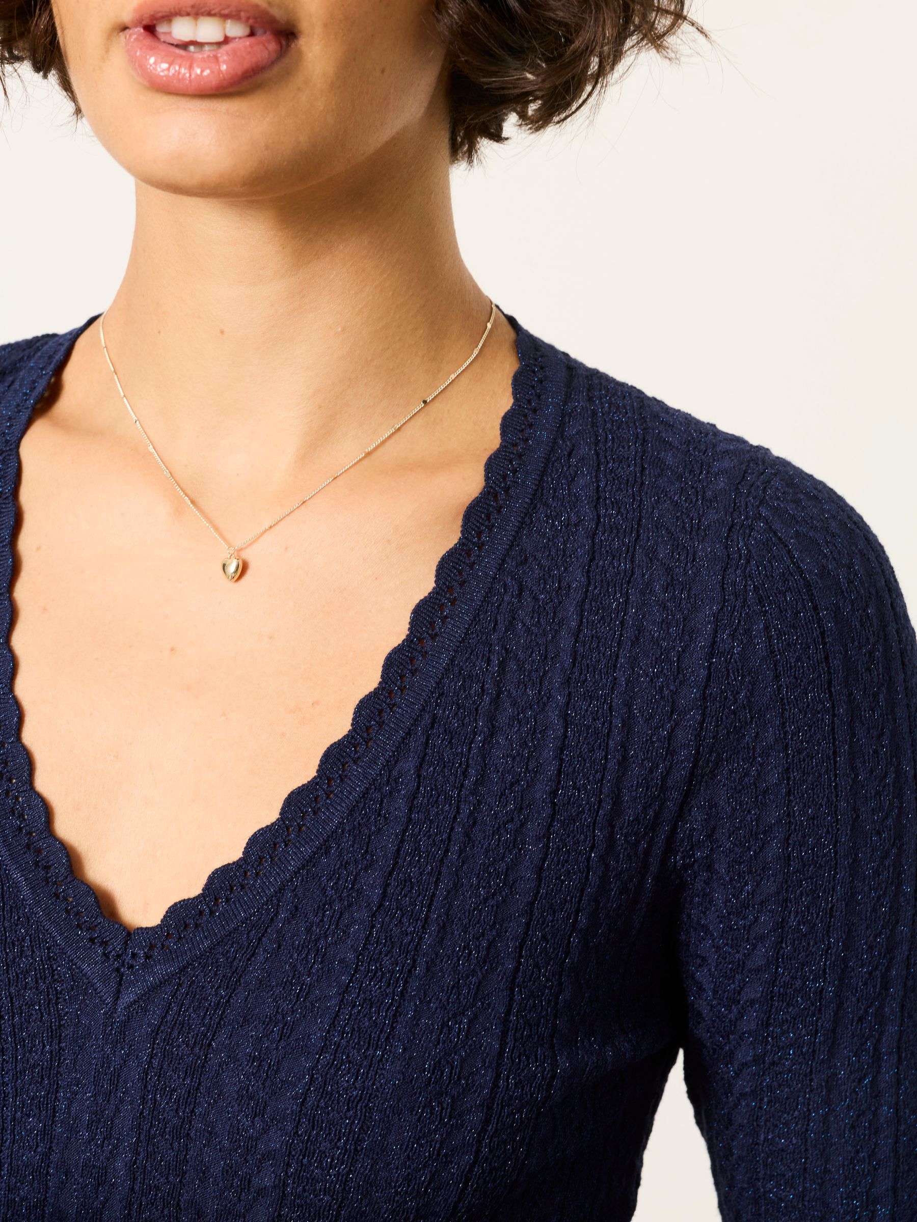 Mae Blue Knitted Sparkle Vee Top - Image 4 of 5
