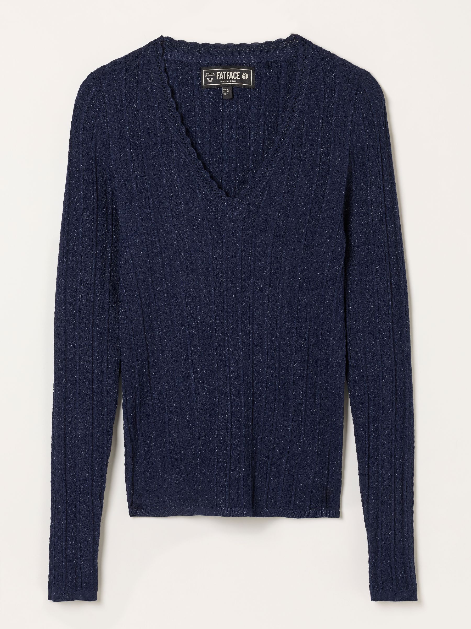 Mae Blue Knitted Sparkle Vee Top - Image 5 of 5