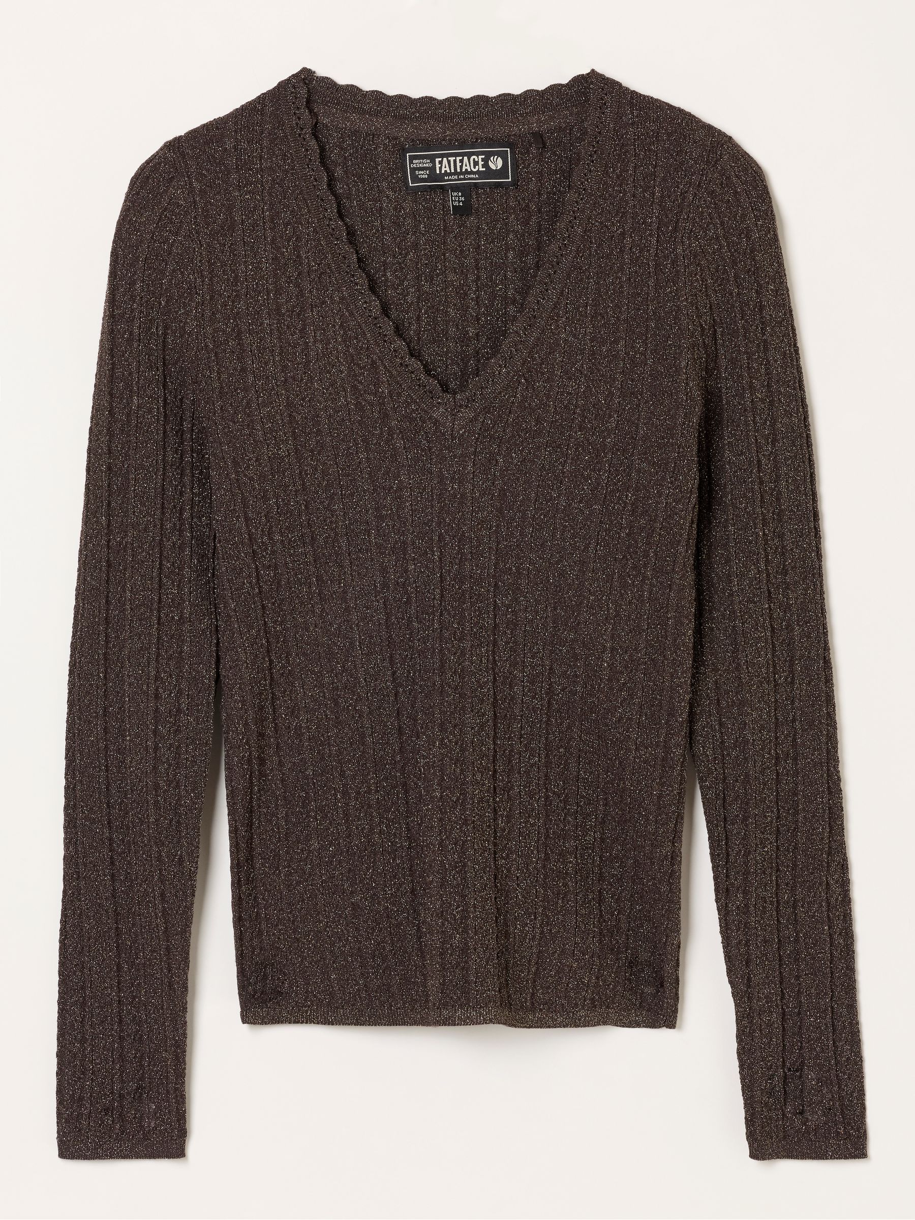 Mae Bronze Knitted Sparkle Vee Top - Image 7 of 7