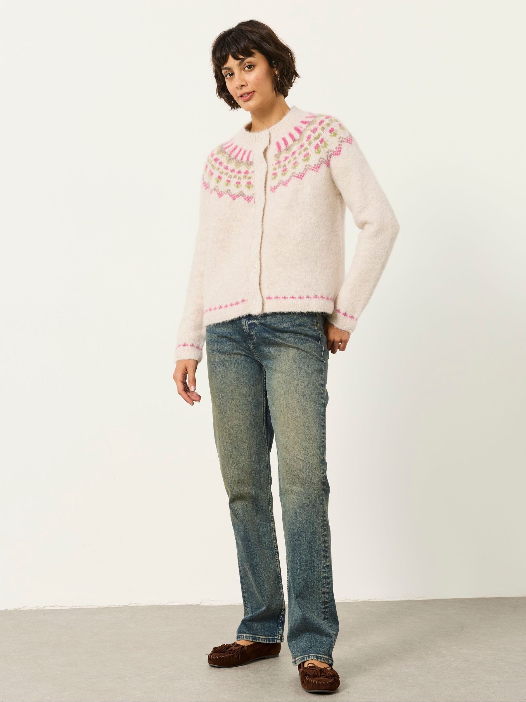 Ivory Fae Fairisle Knitted Crew Cardigan - Image 4 of 6