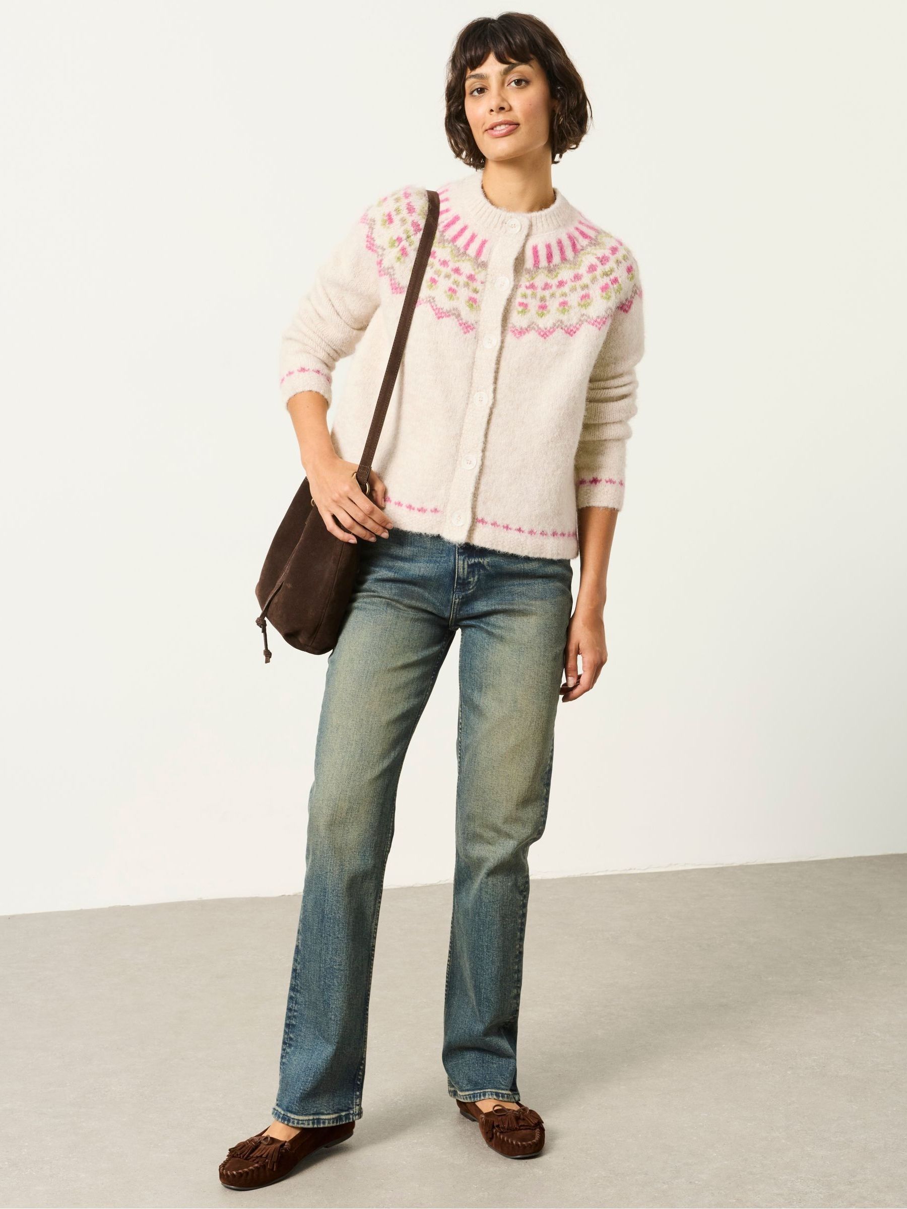 Ivory Fae Fairisle Knitted Crew Cardigan - Image 5 of 6
