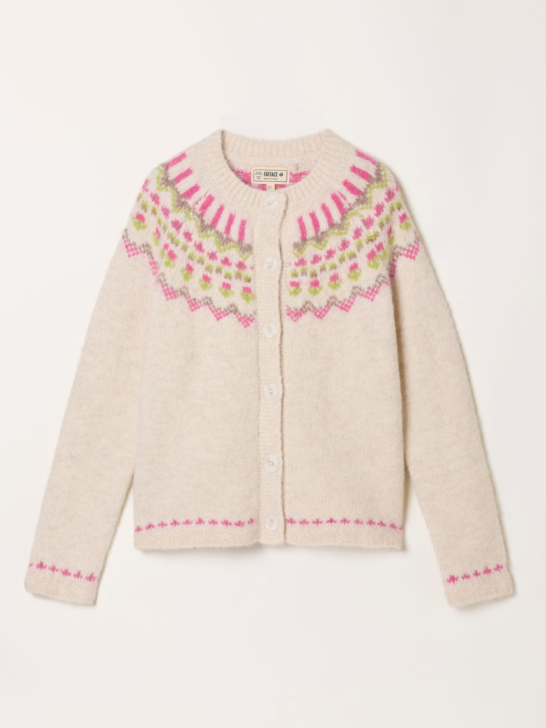 Ivory Fae Fairisle Knitted Crew Cardigan - Image 6 of 6