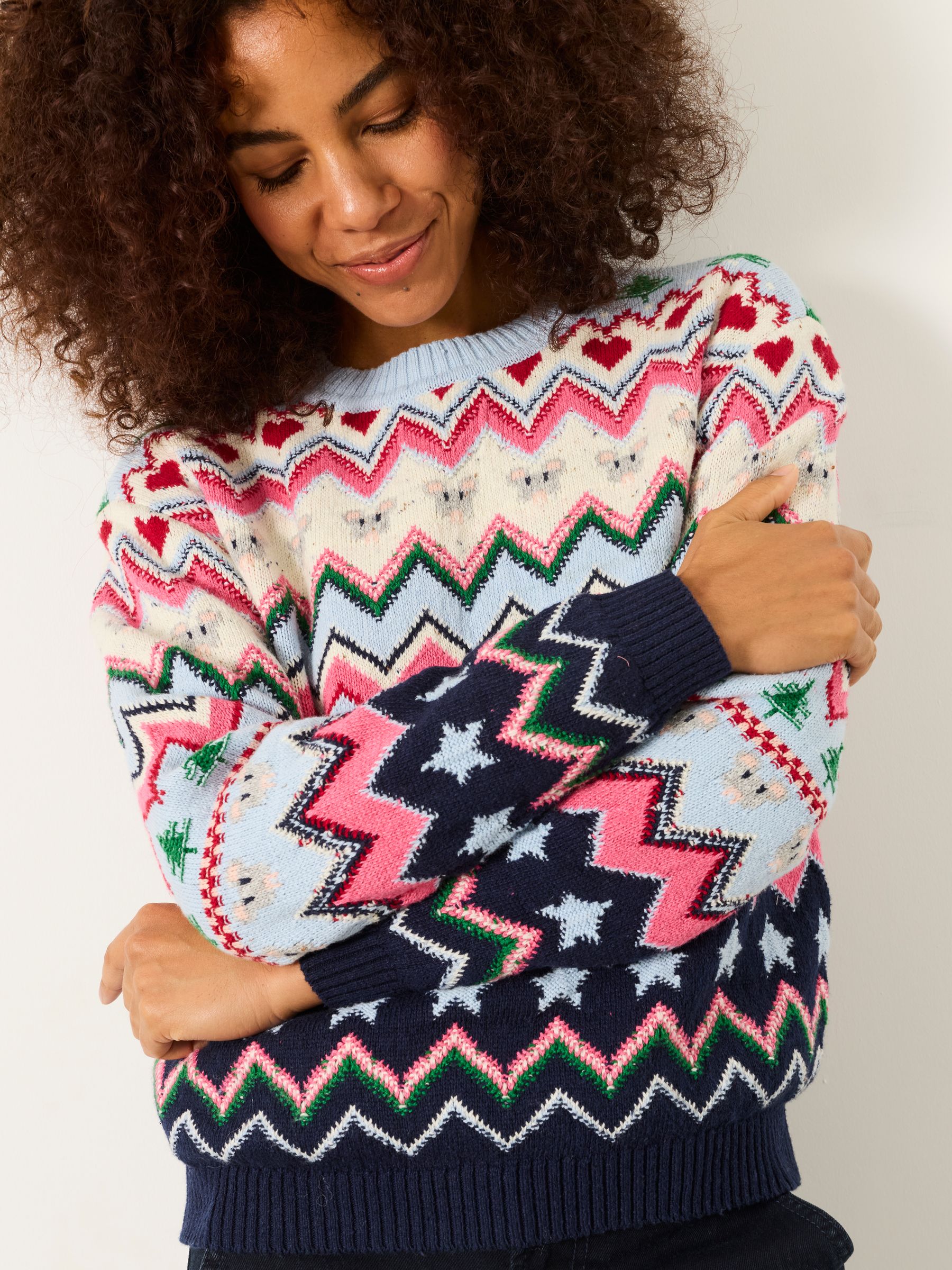 Blue Shelter Knitted Fun Stripe Crew Jumper - Image 3 of 5