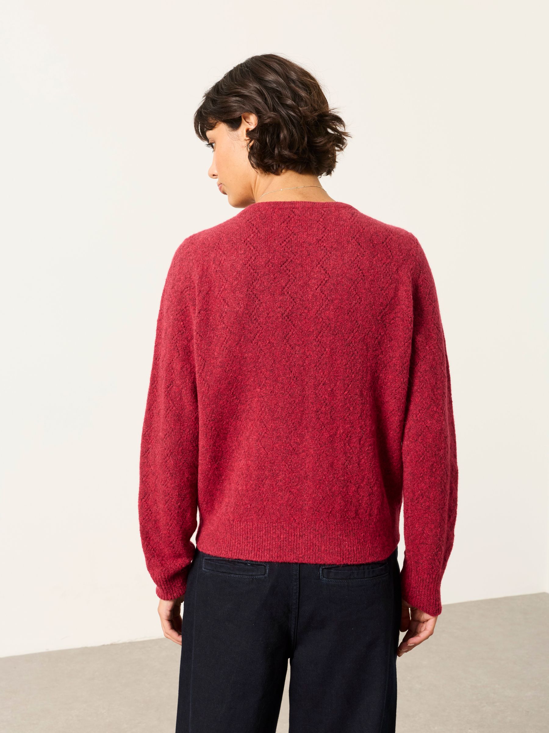 Skye Red Knitted Lace V Cardigan - Image 2 of 6