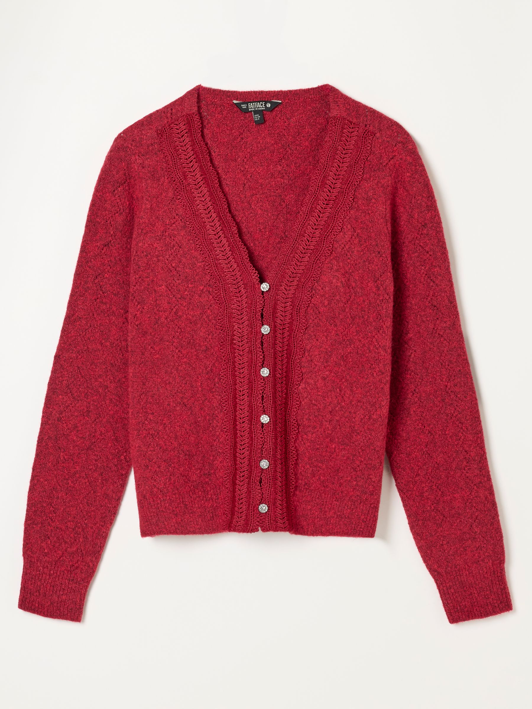Skye Red Knitted Lace V Cardigan - Image 6 of 6