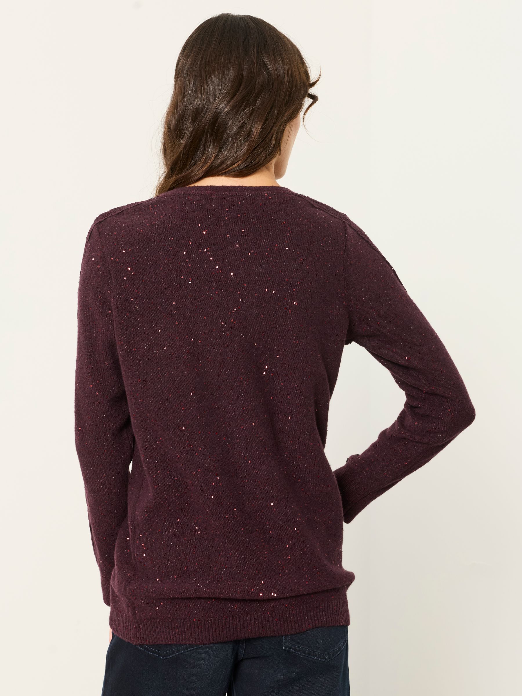Skylar Burgundy Red Knitted Sequin Sparkle Lace Tunic - Image 2 of 6 Skylar Burgundy Red Knitted Sequin Sparkle Lace Tunic - Image 2 of 6
