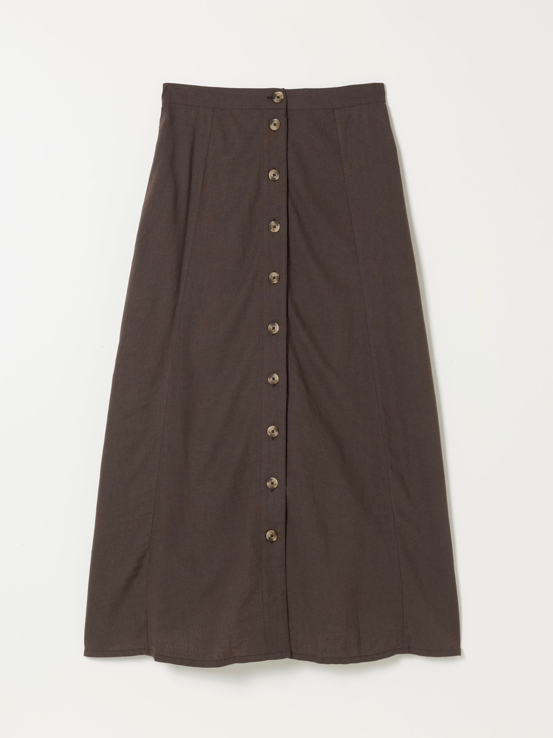 Issa Chocolate Brown Linen Midi Skirt - Image 5 of 5