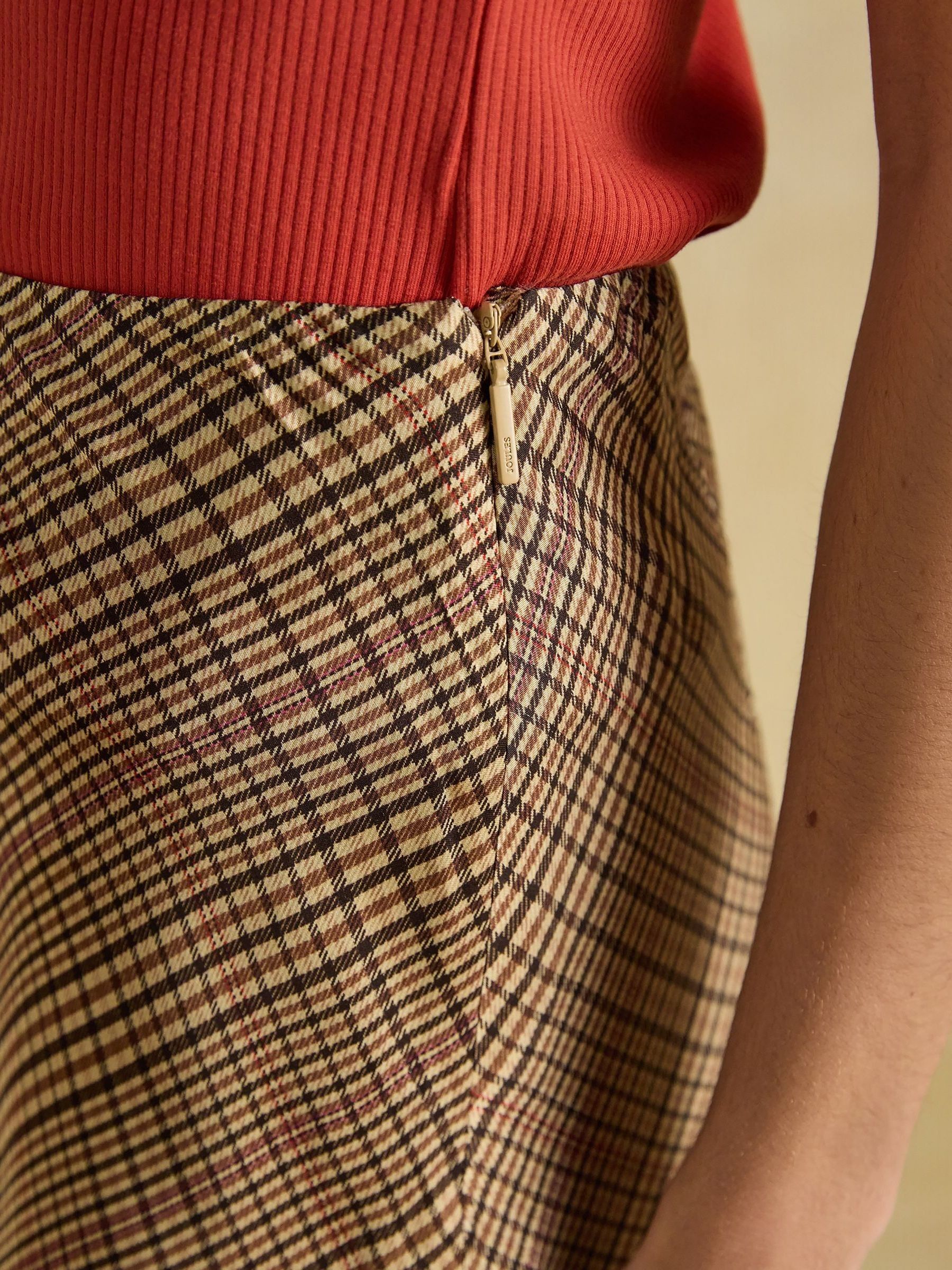 Bias Cut Brown Check Skirt - Image 4 of 7