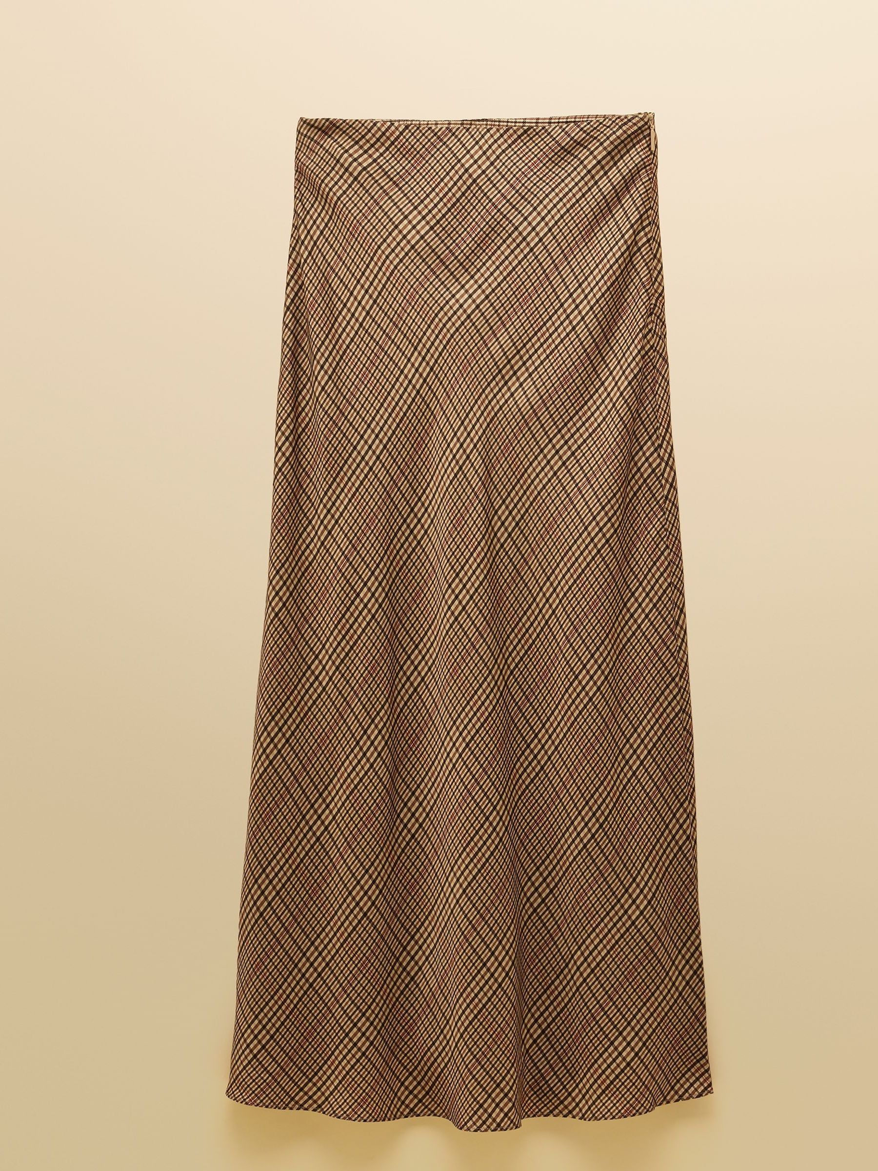 Bias Cut Brown Check Skirt - Image 7 of 7