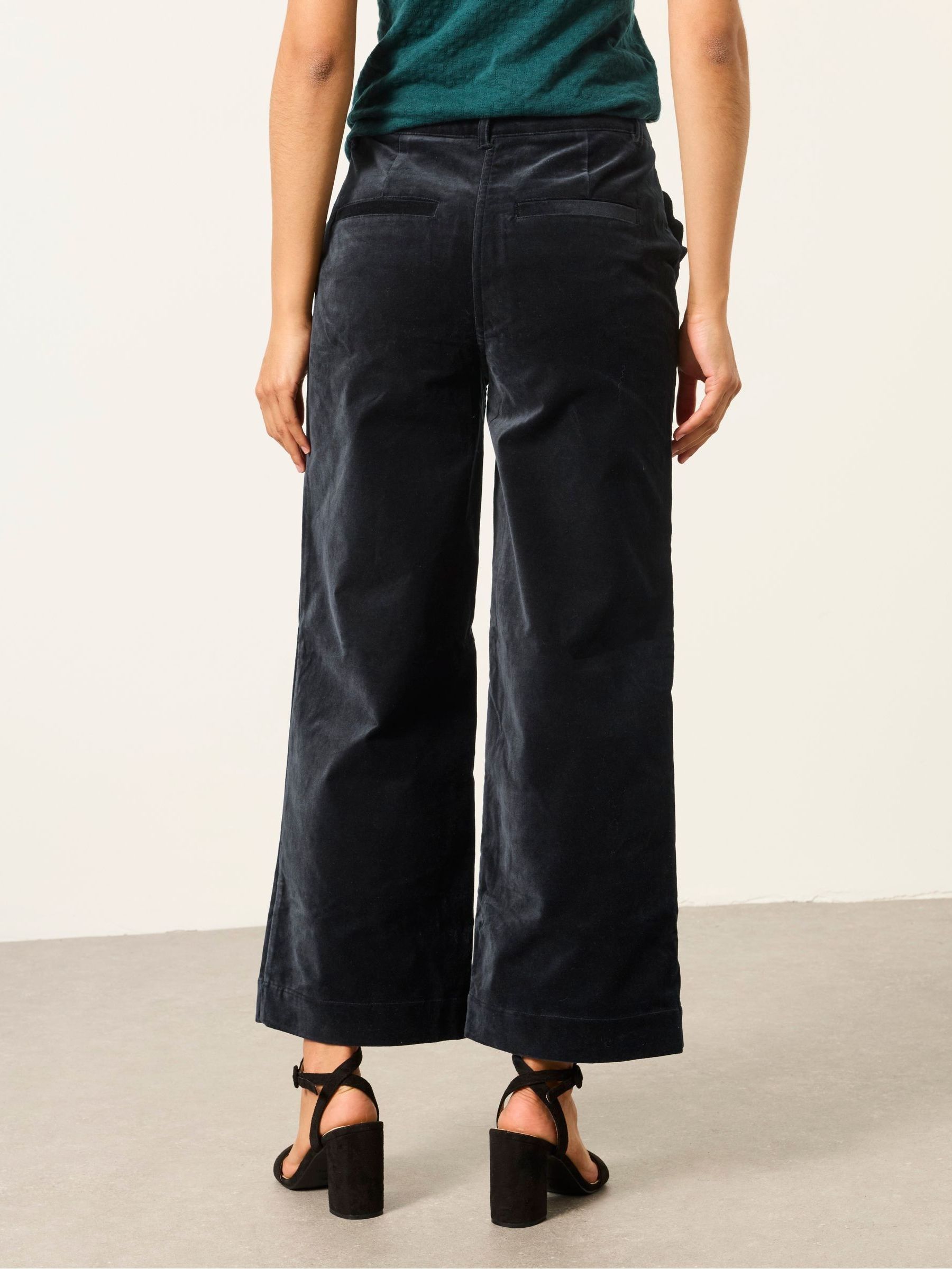 Hove Black Velvet Wide leg Trousers - Image 2 of 6