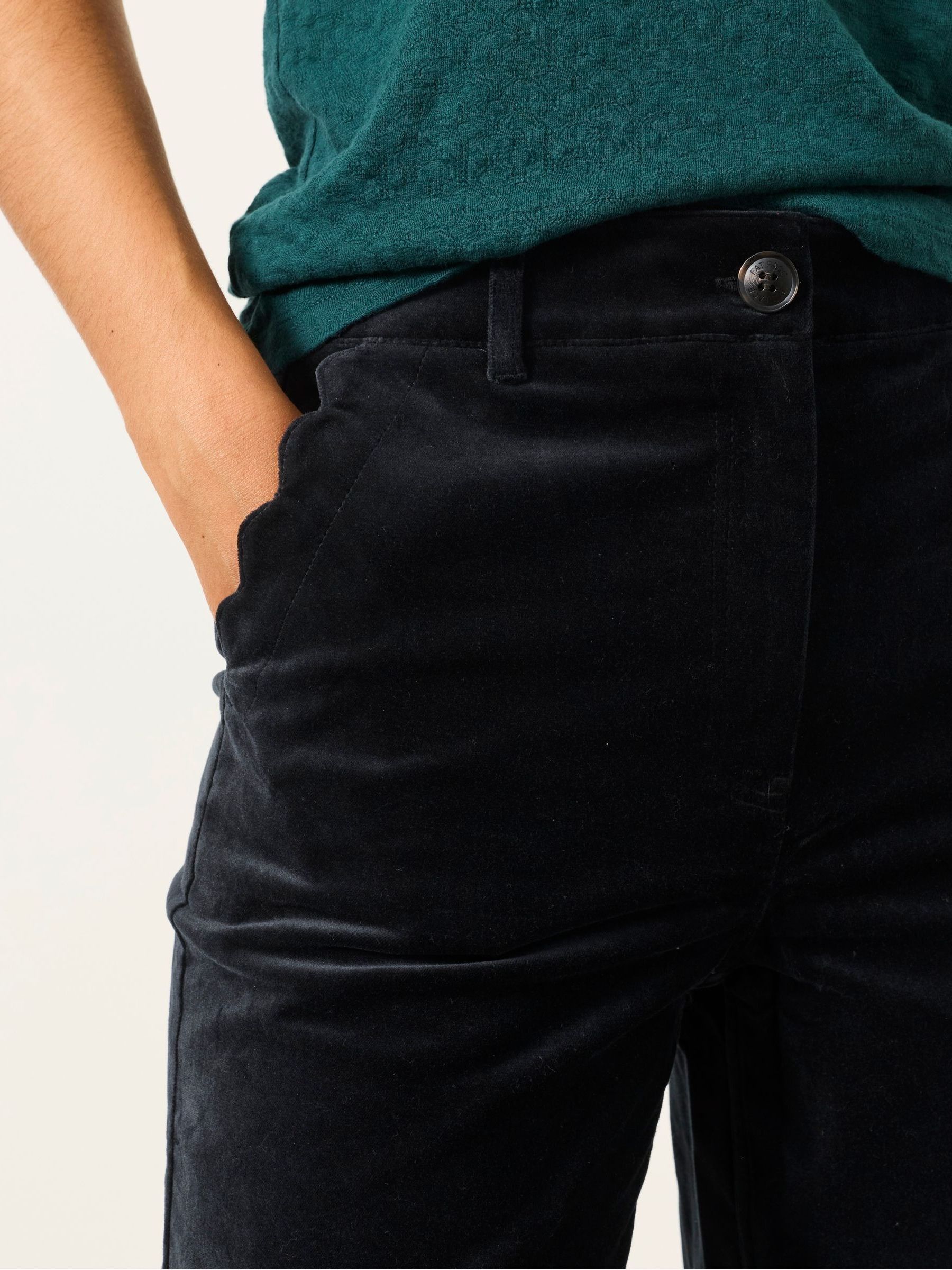 Hove Black Velvet Wide leg Trousers - Image 5 of 6
