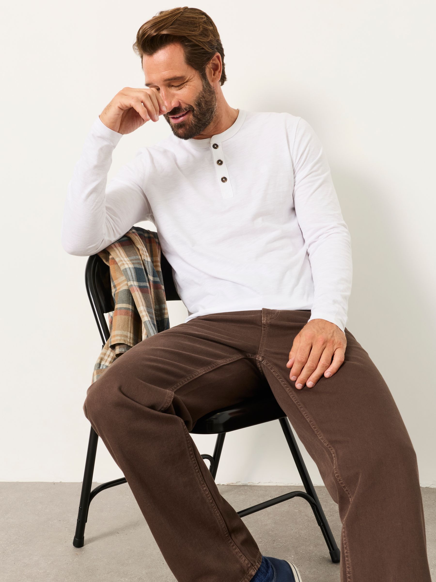 Woodside White Long Sleeve Henley Top - Image 5 of 6