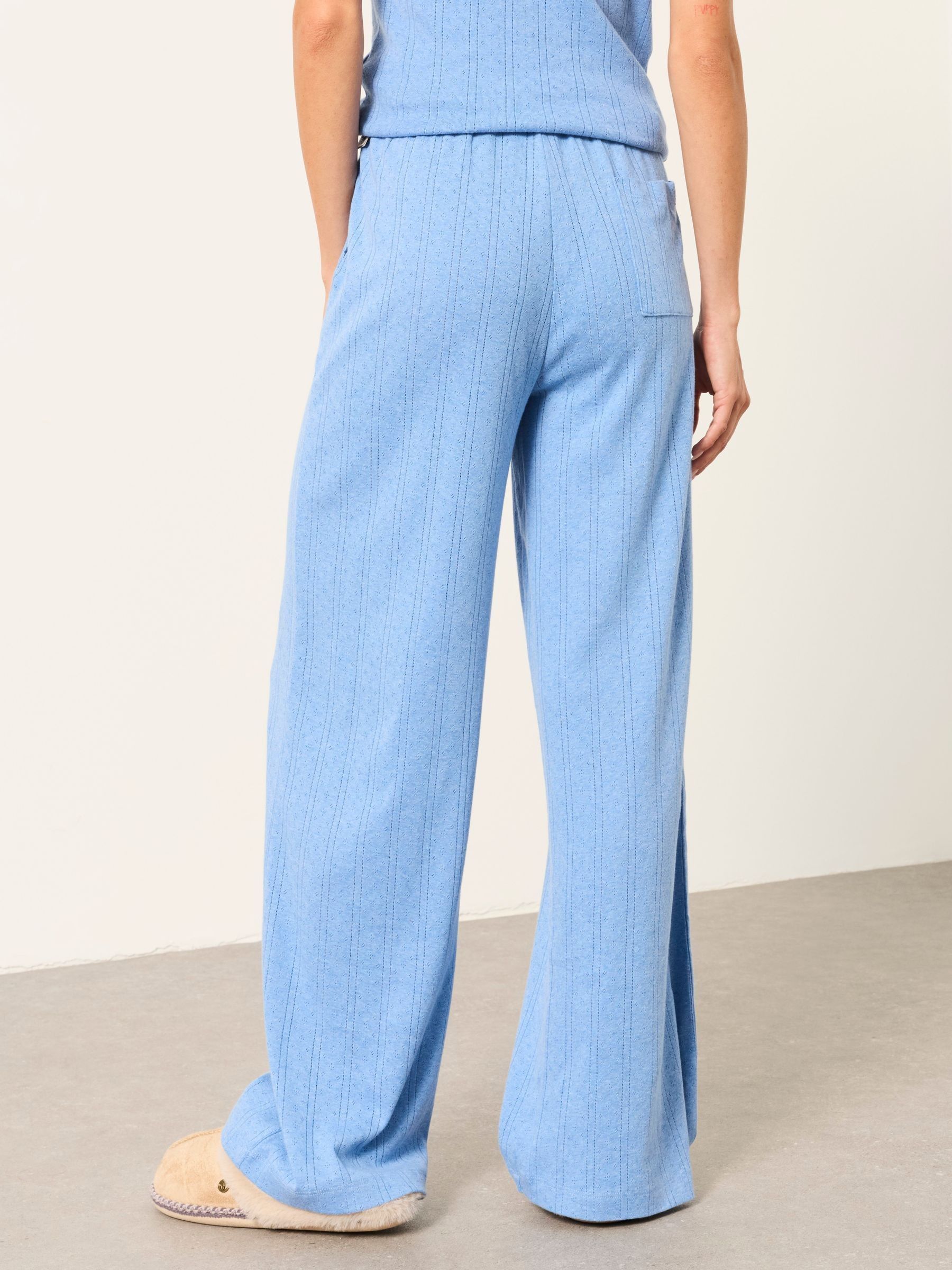 Lola Light Blue Pointelle Wide Leg Trousers - Image 2 of 6