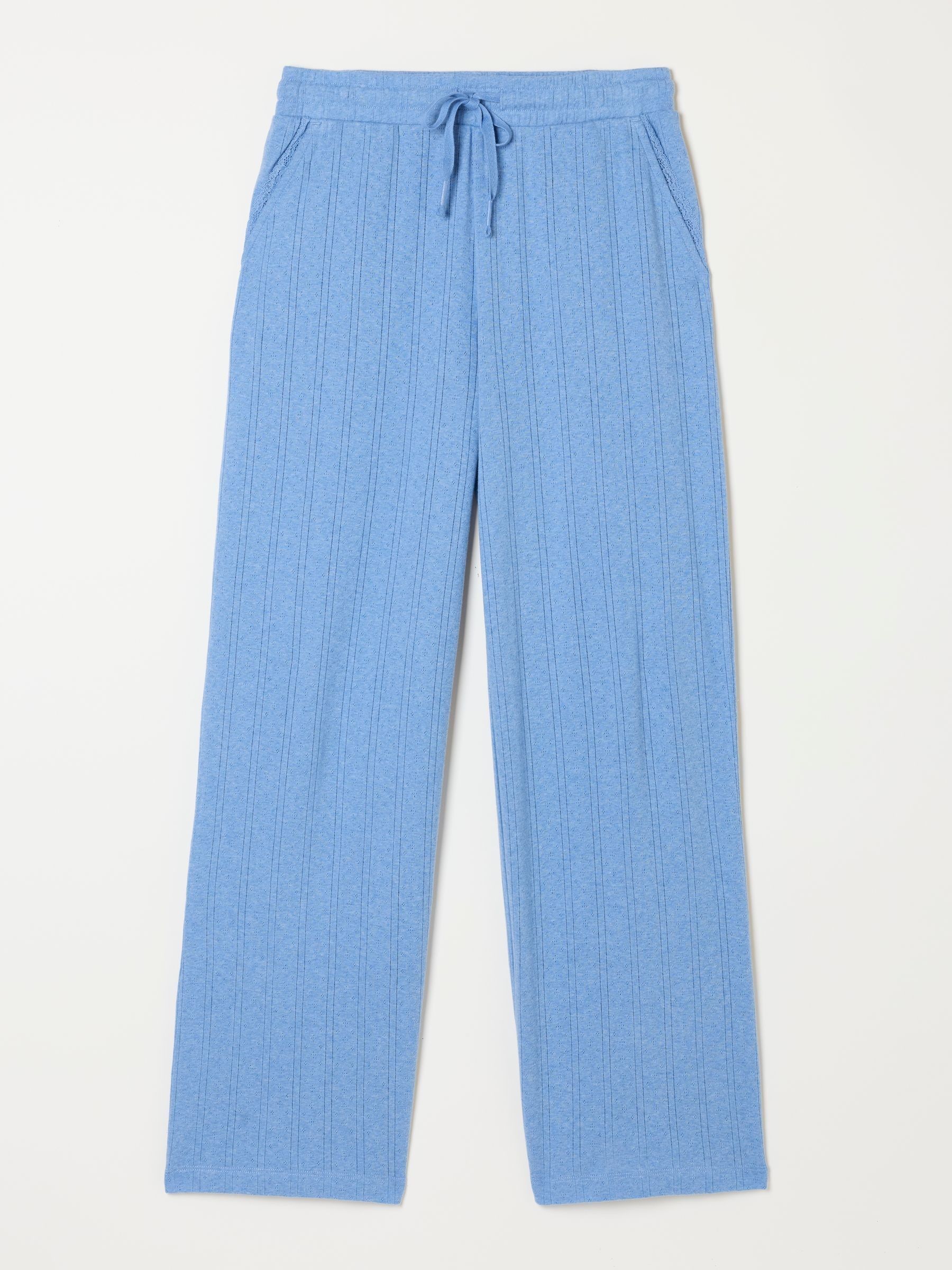 Lola Light Blue Pointelle Wide Leg Trousers - Image 6 of 6