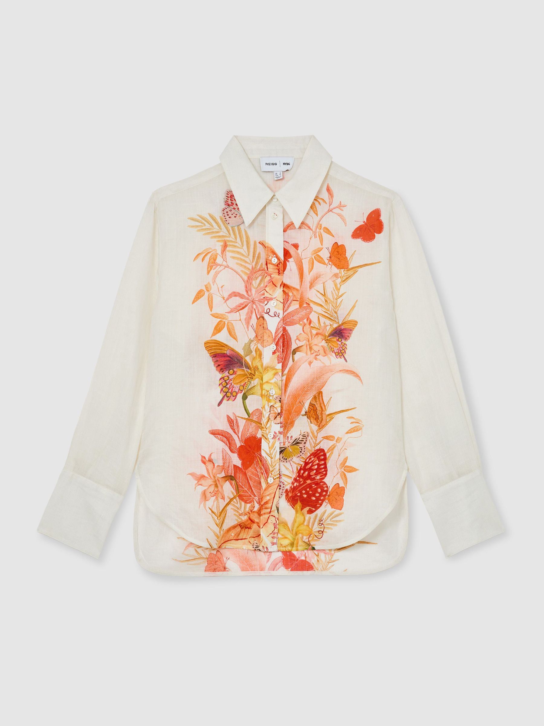 Reiss | NYBG Ramie Butterfly-Print Shirt in Ivory - Image 2 of 7